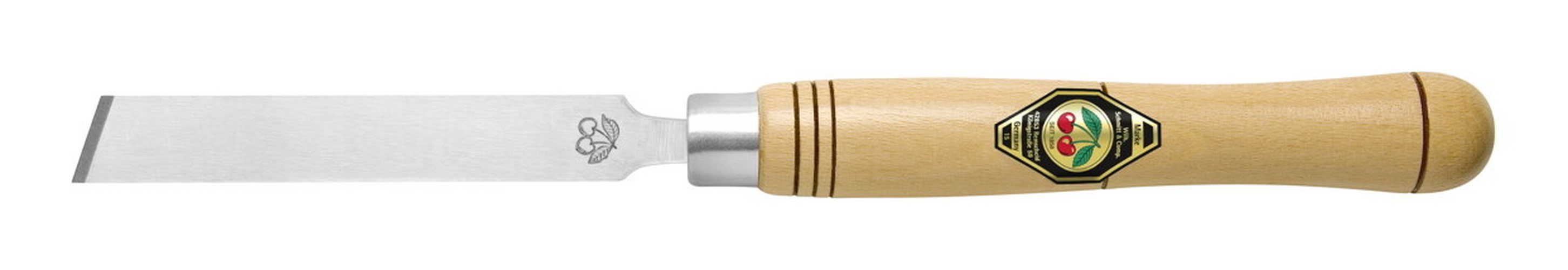 Kirschen Stechbeitel, Drechslerbeitel 20 mm Flachmeißel m. langem Weißbuchenheft schräg