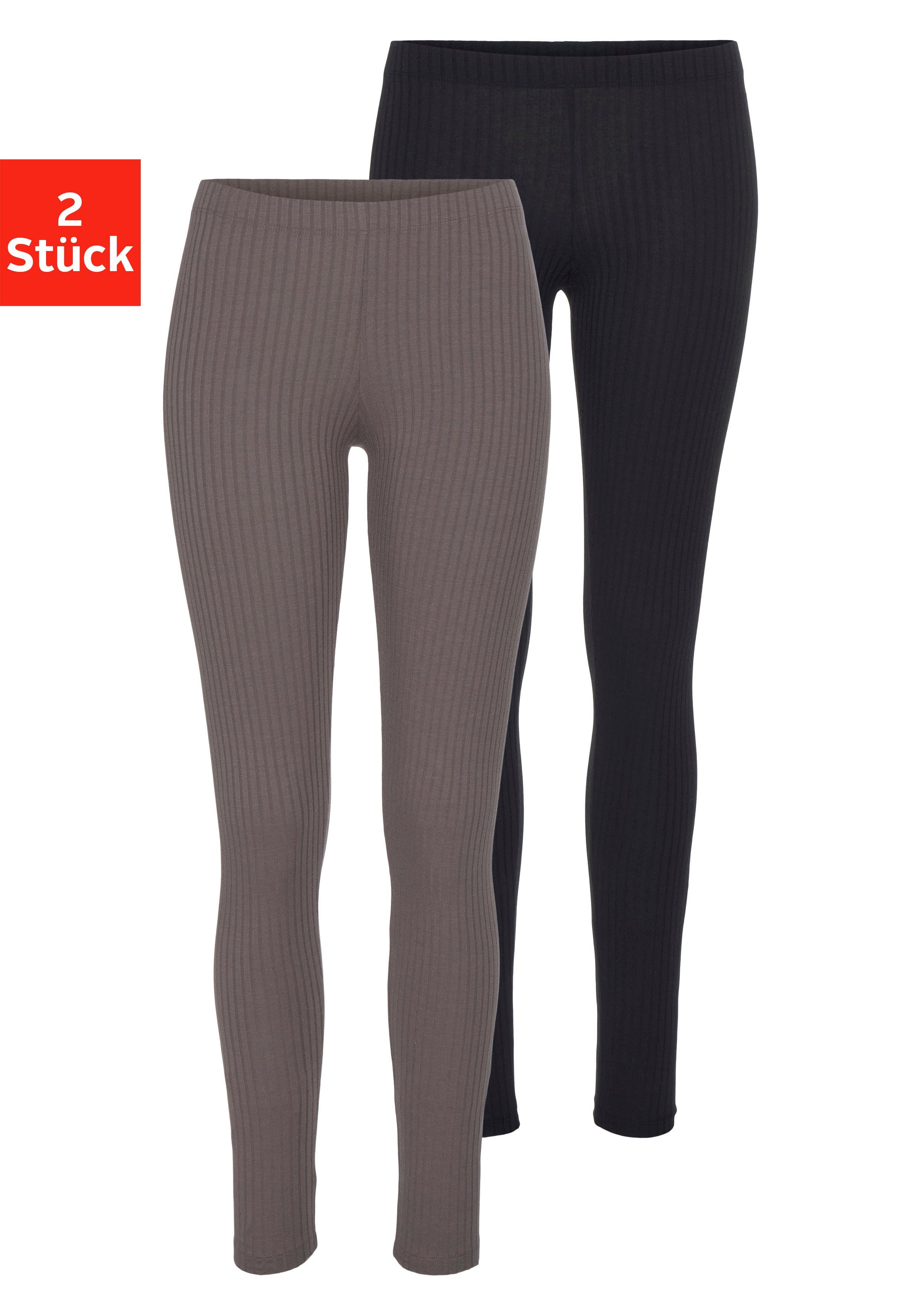 Doppelpack im Vivance schwarz, nougat (2er-Pack) Leggings