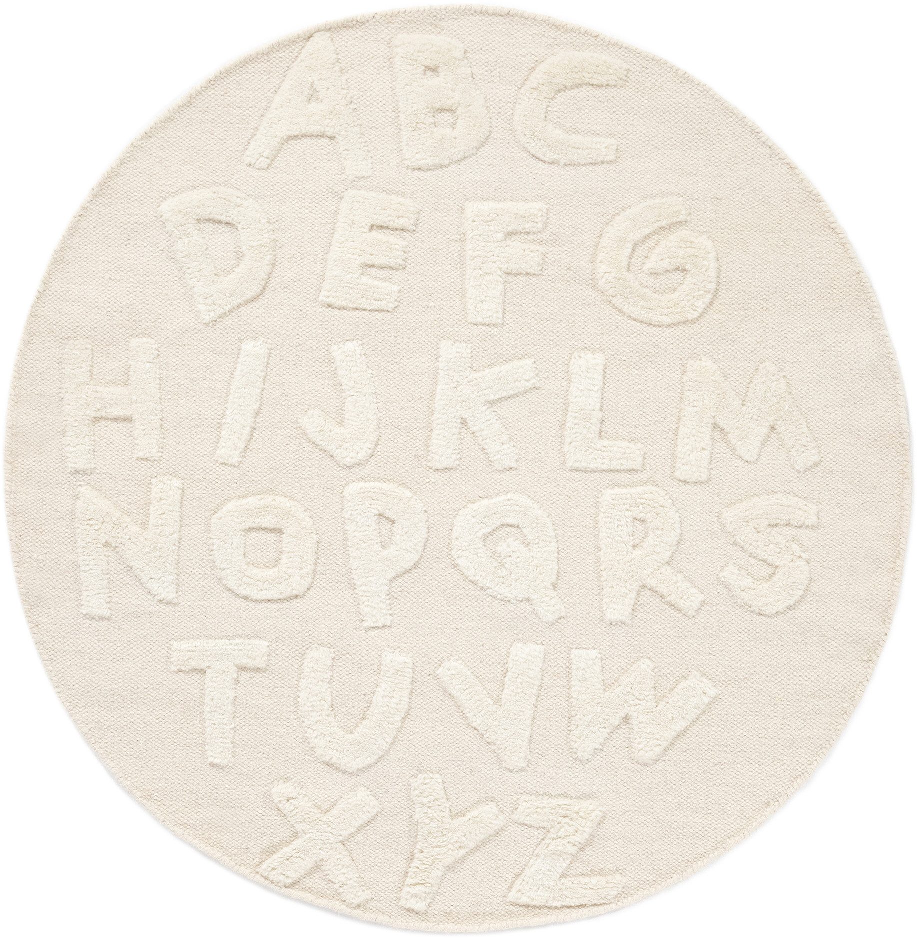 carpetfine Kinderteppich ABC Alphabet, rund, Höhe: 0,6 mm