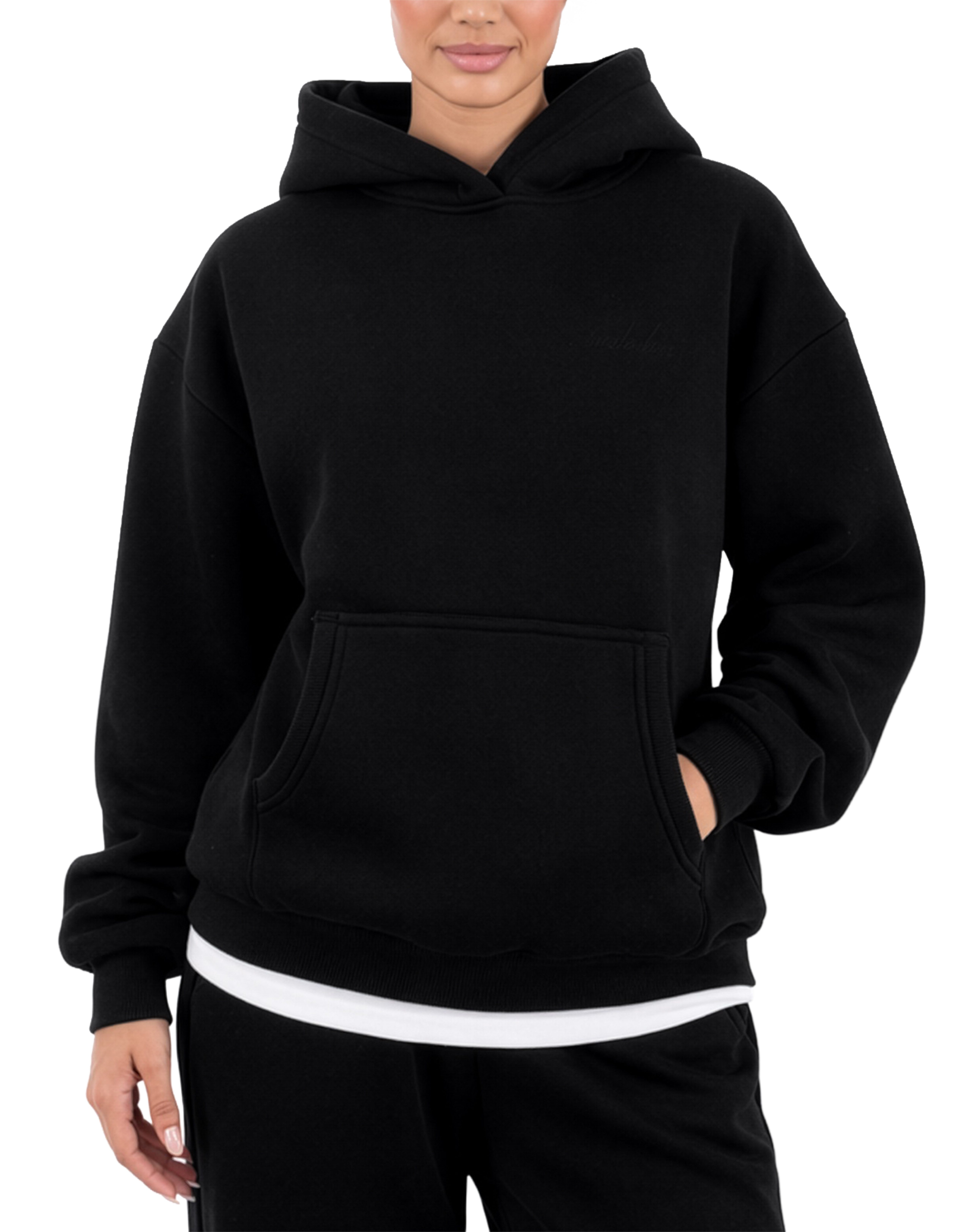 Smilodox Hoodie Thalea Kapuzenpullover Damen Oversize Fit mit Kängurutasche Relaxed Fit, Weiches Sweat Material, Logo-Stitching, Gym & Freizeit