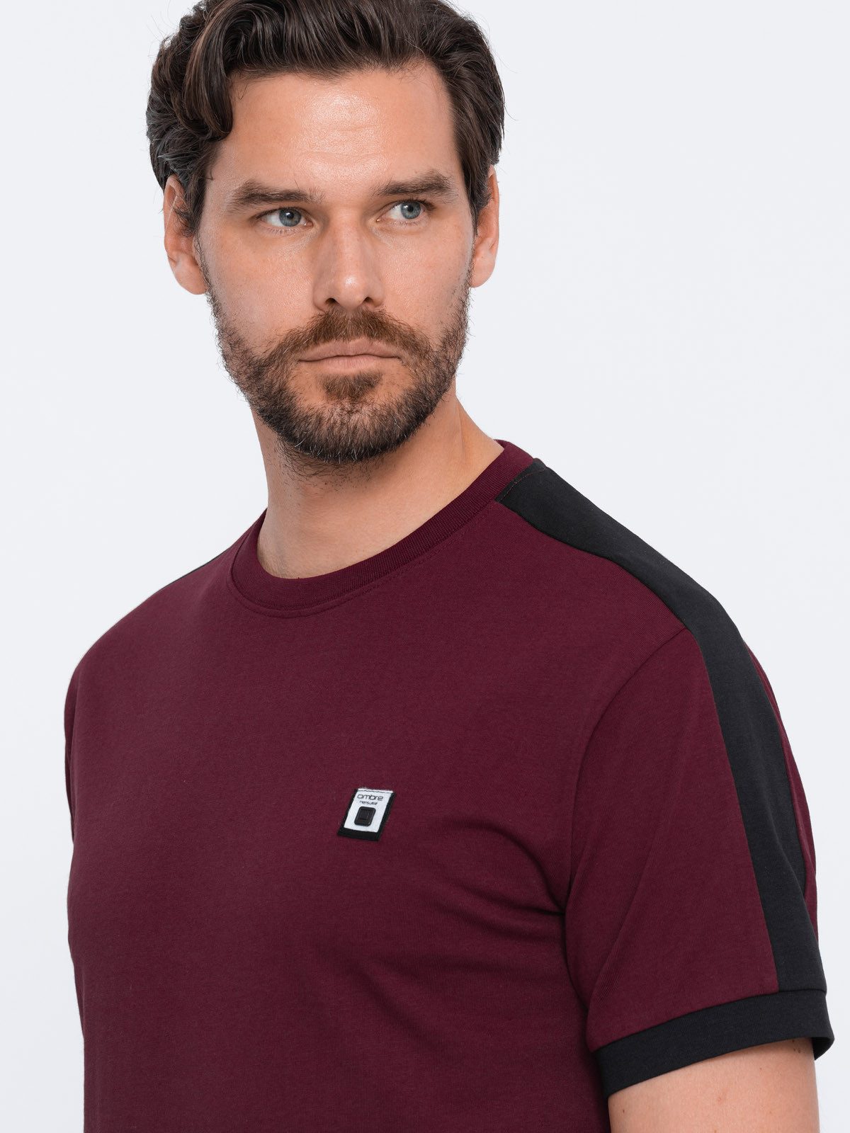 OMBRE T-Shirt Herren-T-Shirt aus Baumwolle mit kontrastierenden Einsätzen