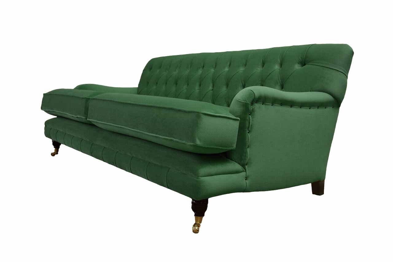 JVmoebel Chesterfield-Sofa 3-Sitzer Sofa Chesterfield grün handgefertigt Stoff
