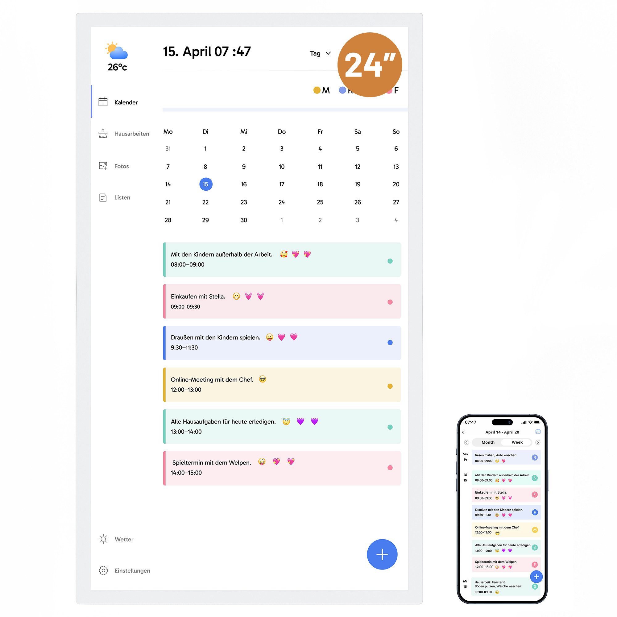 EKASN 24'' Digitaler Kalender mit Touchscreen Digitaler Bilderrahmen (60,96 günstig online kaufen