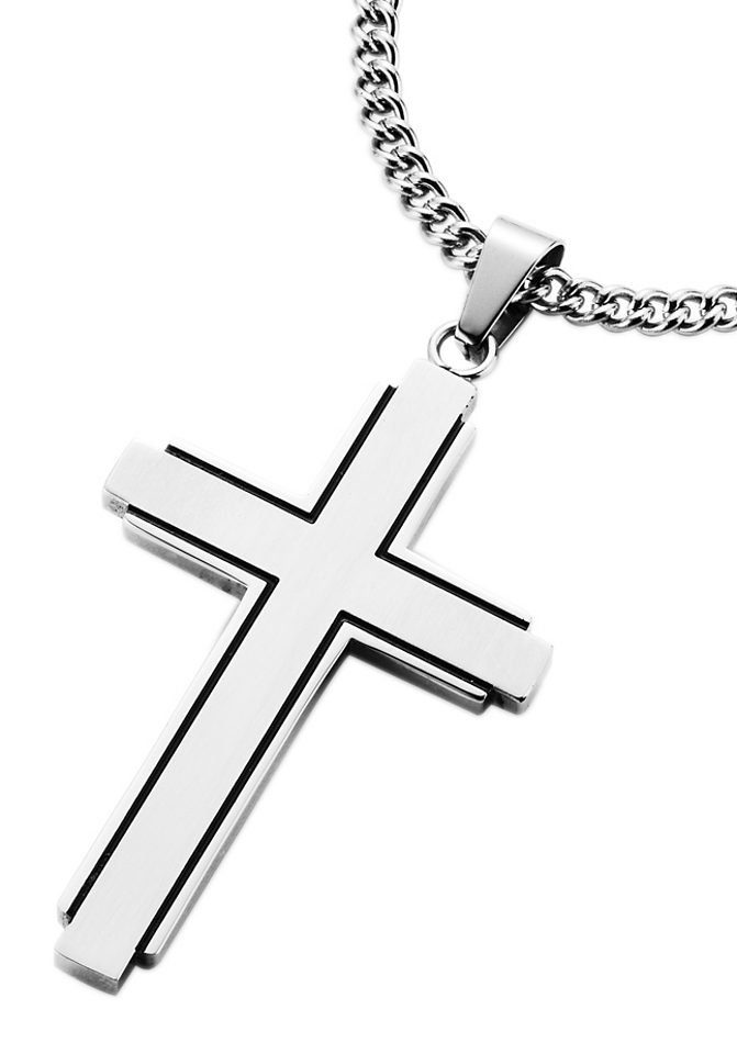 Kette mit Anhänger Schmuck Geschenk Kreuz, teilweise geschwärzt