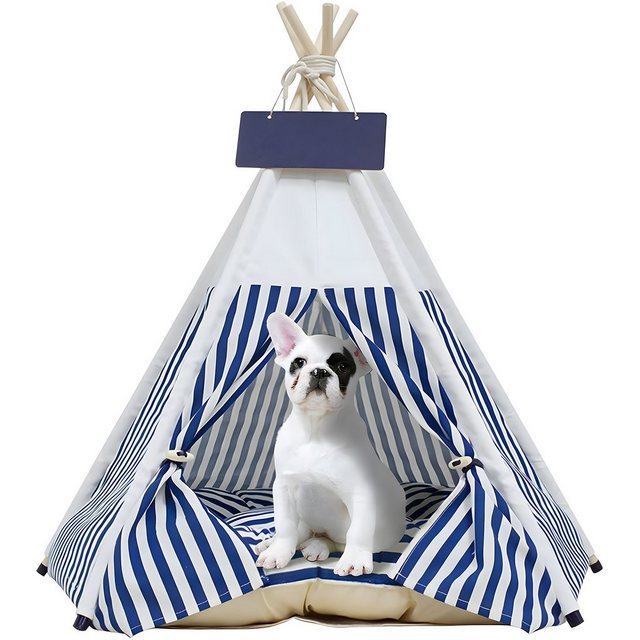 BeebeeRun Tipi-Zelt “Pet Zelt für Haustiere”, Hunde-Katzenbett mit Kissen, Luxery Hundezelte und Haustierhäuser mit Kissen und Tafel