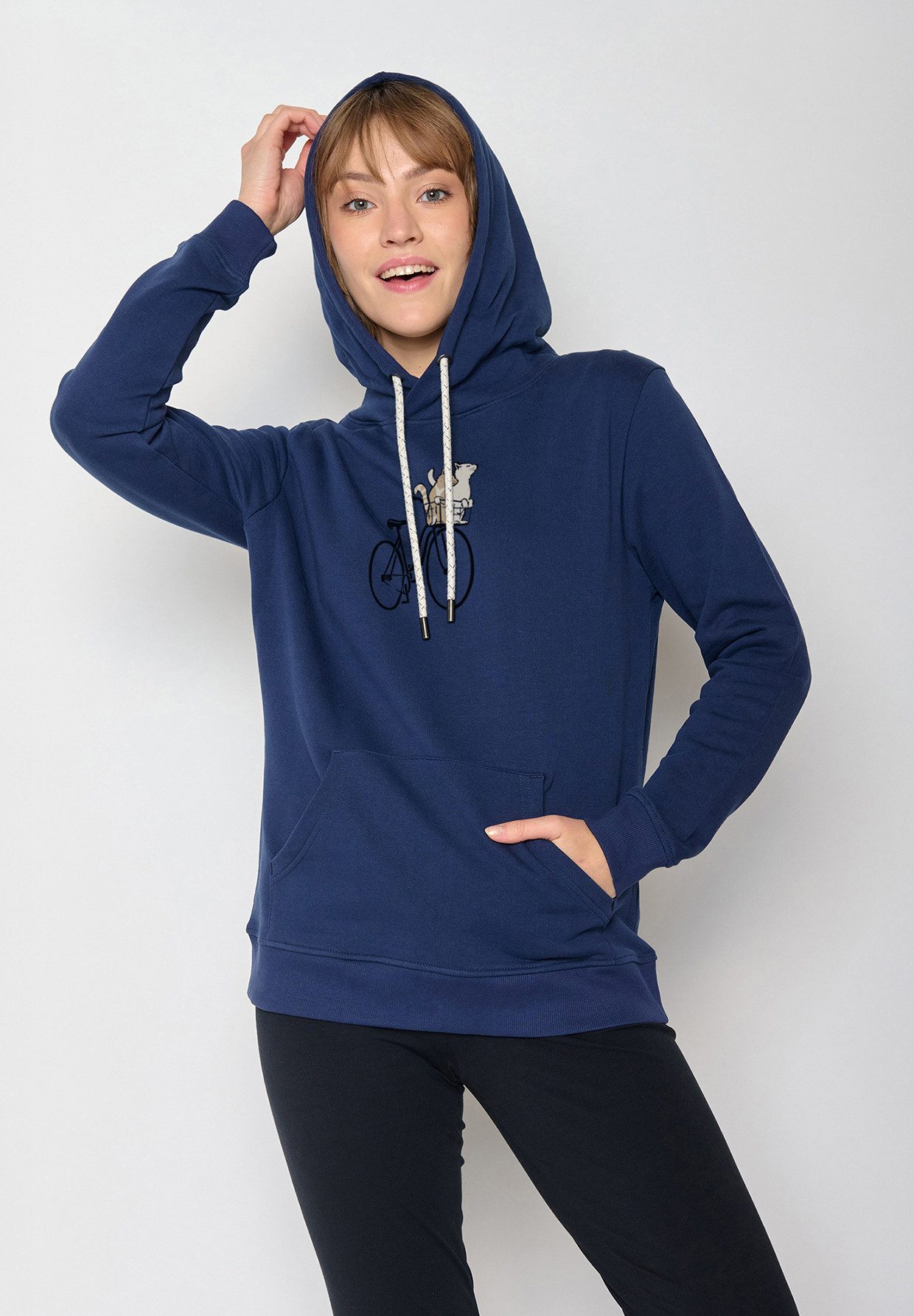 GreenBomb Hoodie Chipper Bike Cats Basket Motiv Fahrrad (1) 100 % Bio-Baumwolle, GOTS-zertifiziert, weicher, angenehmer Stoff