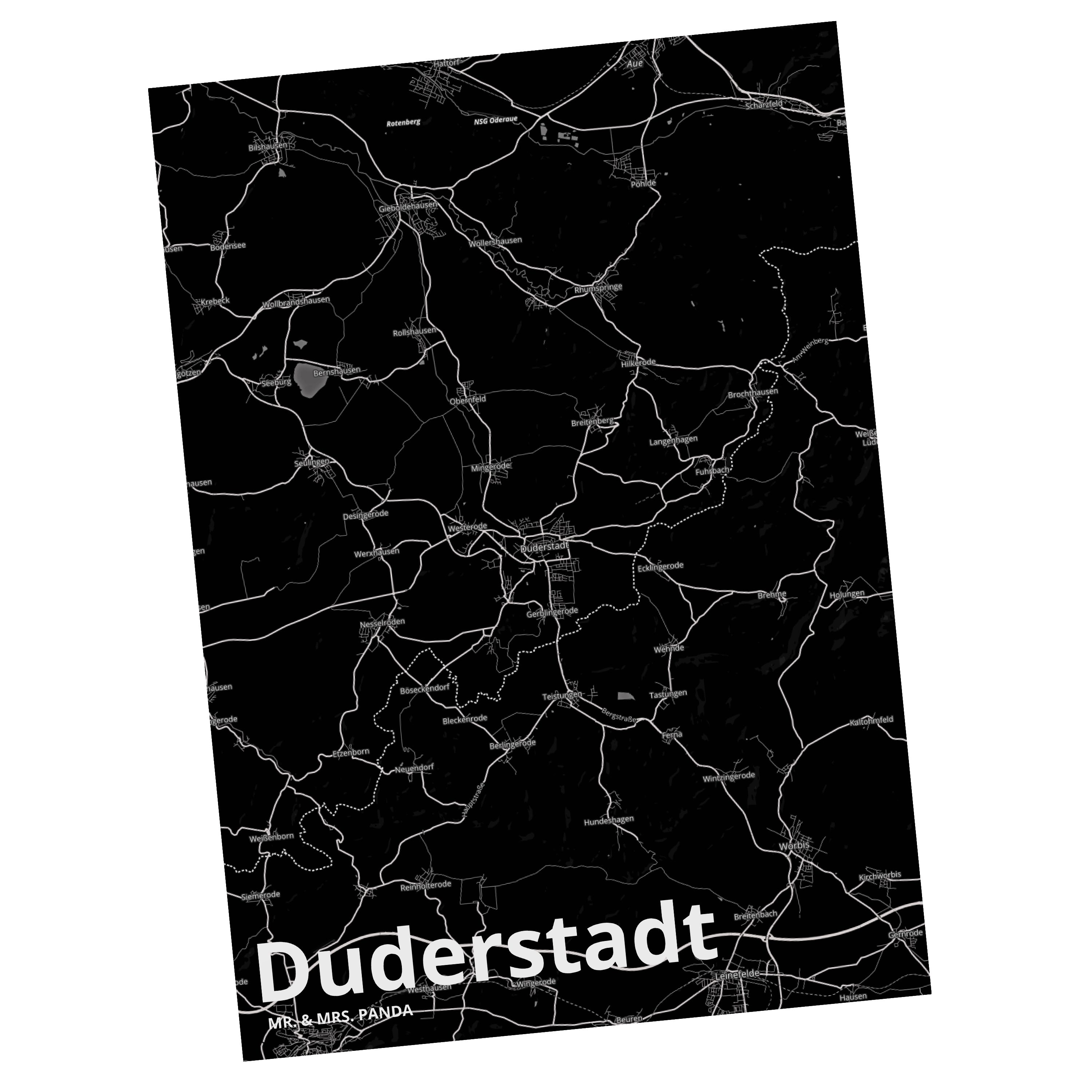 M & Mr. Duderstadt Postkarte Karte, - Karte Grußkarte, Stadt Geschenk, Dorf Landkarte Panda Mrs.
