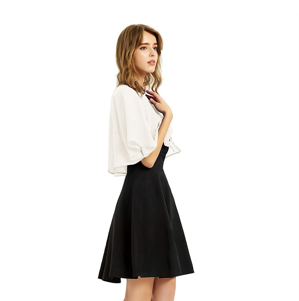 Zaewry Bolero Damen-Bolero aus Chiffon,Halbarm, kurzes Abendkleid-Schal Schal, Hochzeit, Cape, Bolero, Chiffon Coverup,Sommer Strickjacke