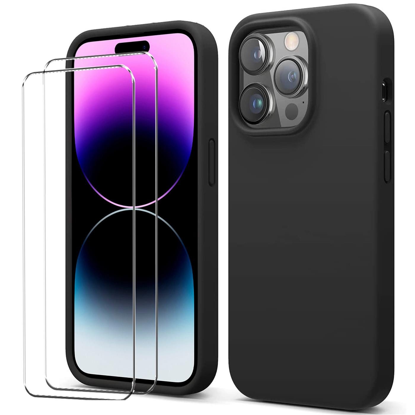 CoolGadget Handyhülle Schwarz als 2in1 Schutz Cover Set für das Apple iPhone 11 Pro Max 6,5 Zoll, 2x Glas Display Schutz Folie + 1x TPU Case Hülle für iPhone 11 Pro Max