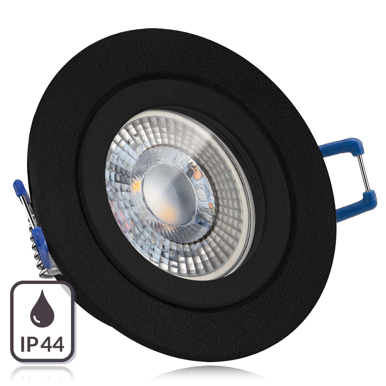 LEDANDO LED Einbaustrahler IP44 extra flach Set schwarz LED von in mit RGB Einbaustrahler 3W LED