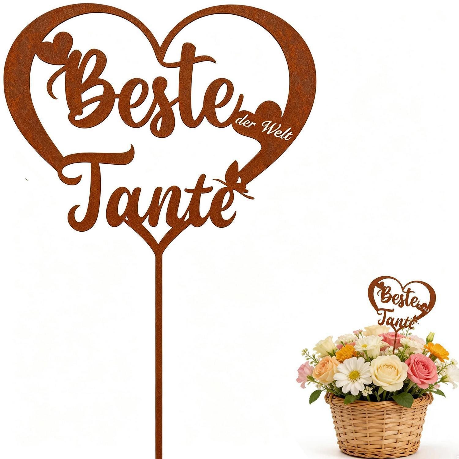 LuxusKollektion Weihnachtsfigur Gartenstecker Herz Rost Liebe Beste Tante (1 St)