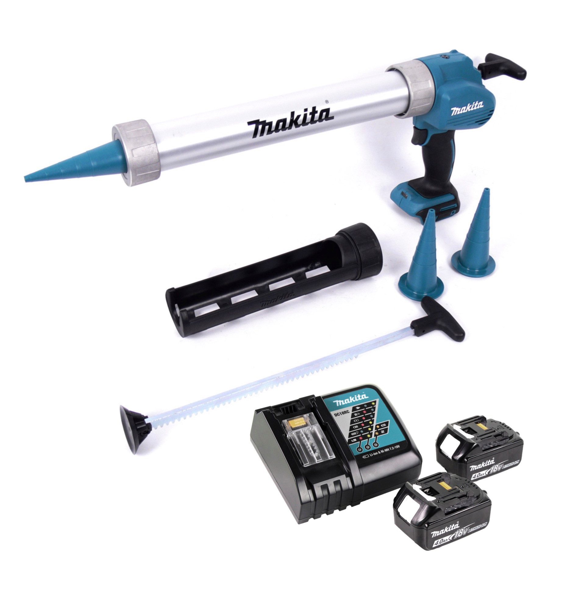 Makita Akku-Kartuschenpistole DCG 180 RMX Akku Kartuschenpistole 18 V 300 / 600 ml + 2x Akku 4,0 Ah