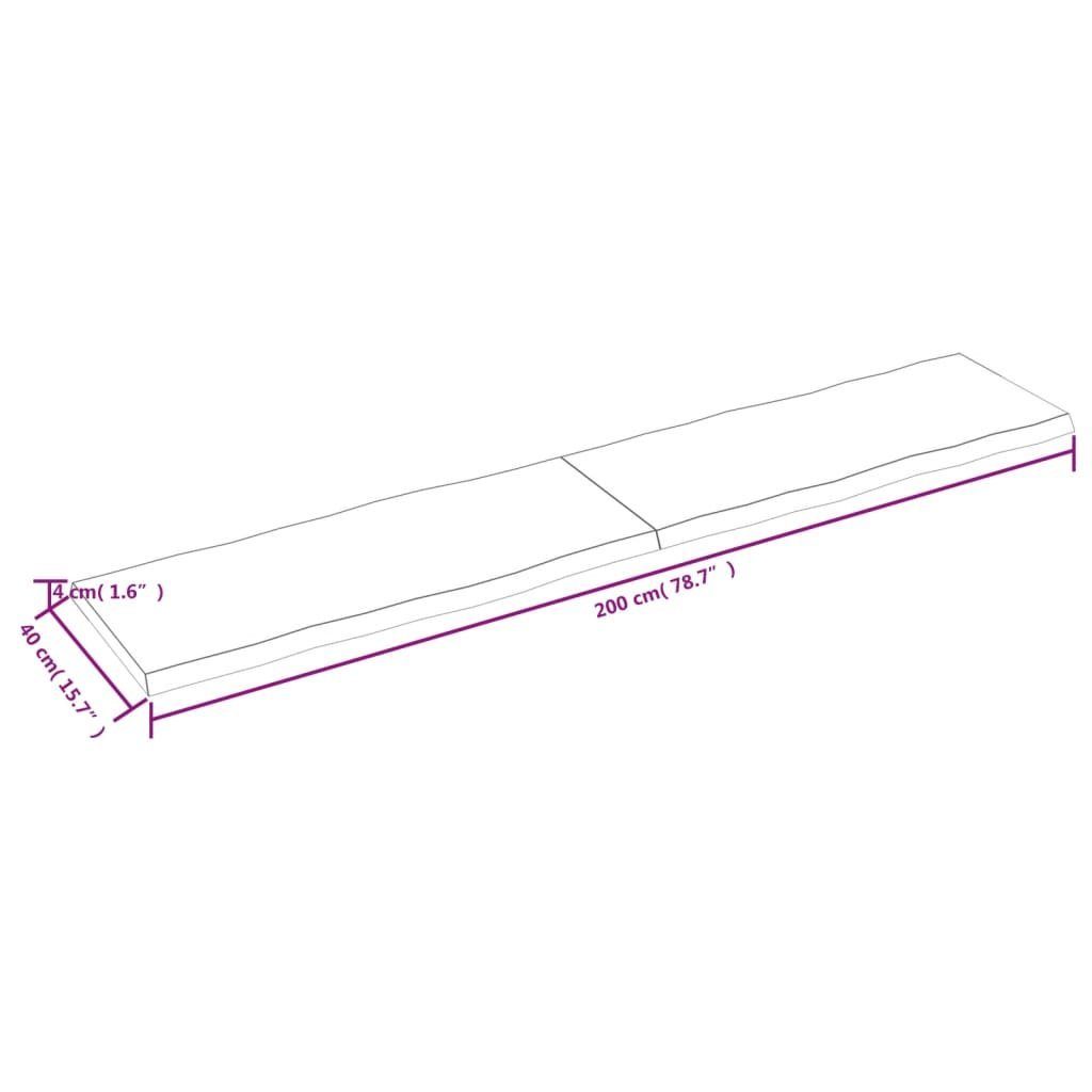 Baumkante (1 furnicato 200x40x(2-4) Massivholz St) Unbehandelt cm Tischplatte