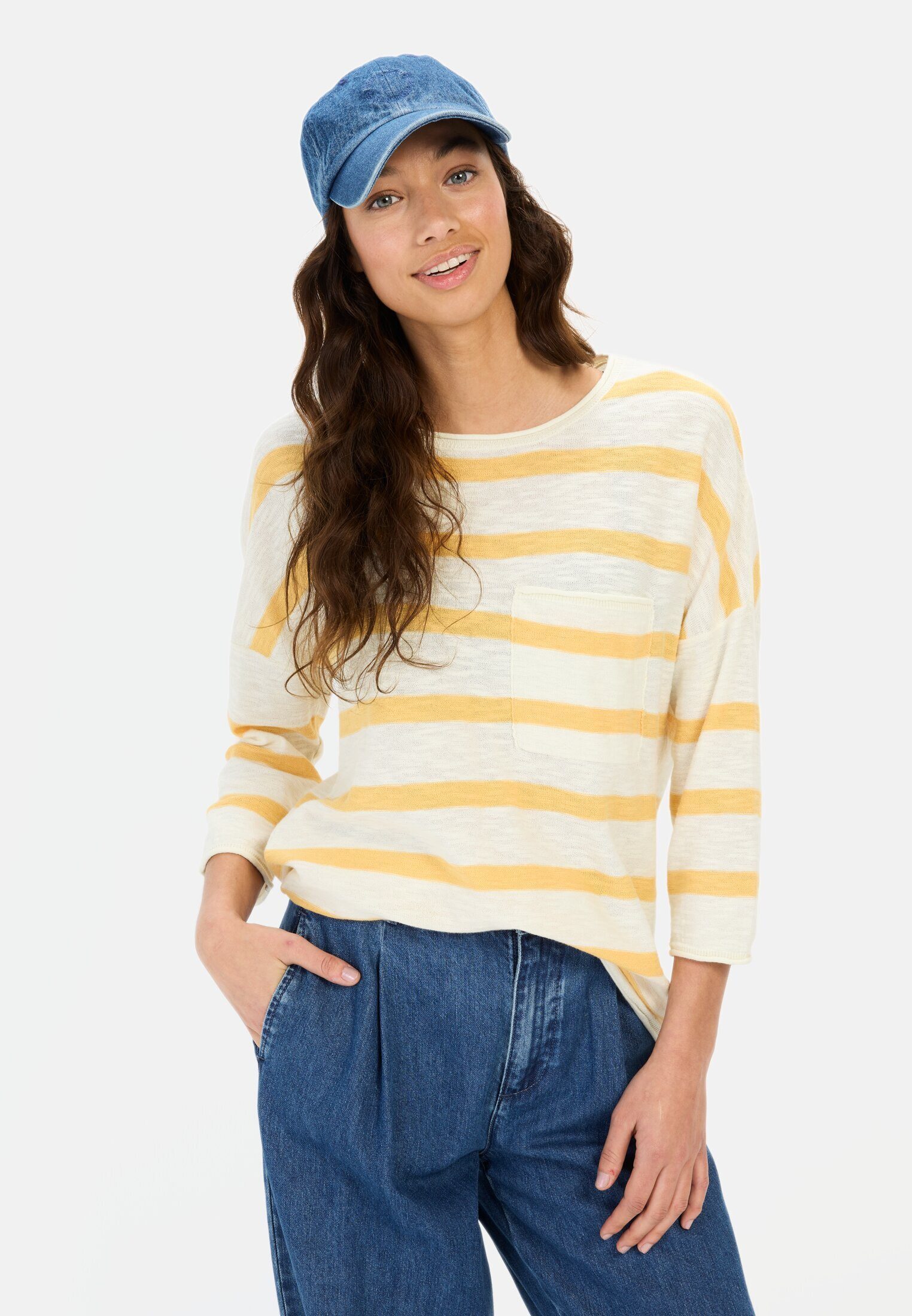 camel active 3/4 Arm-Pullover aus Baumwolle Halbarm Rundhals günstig online kaufen