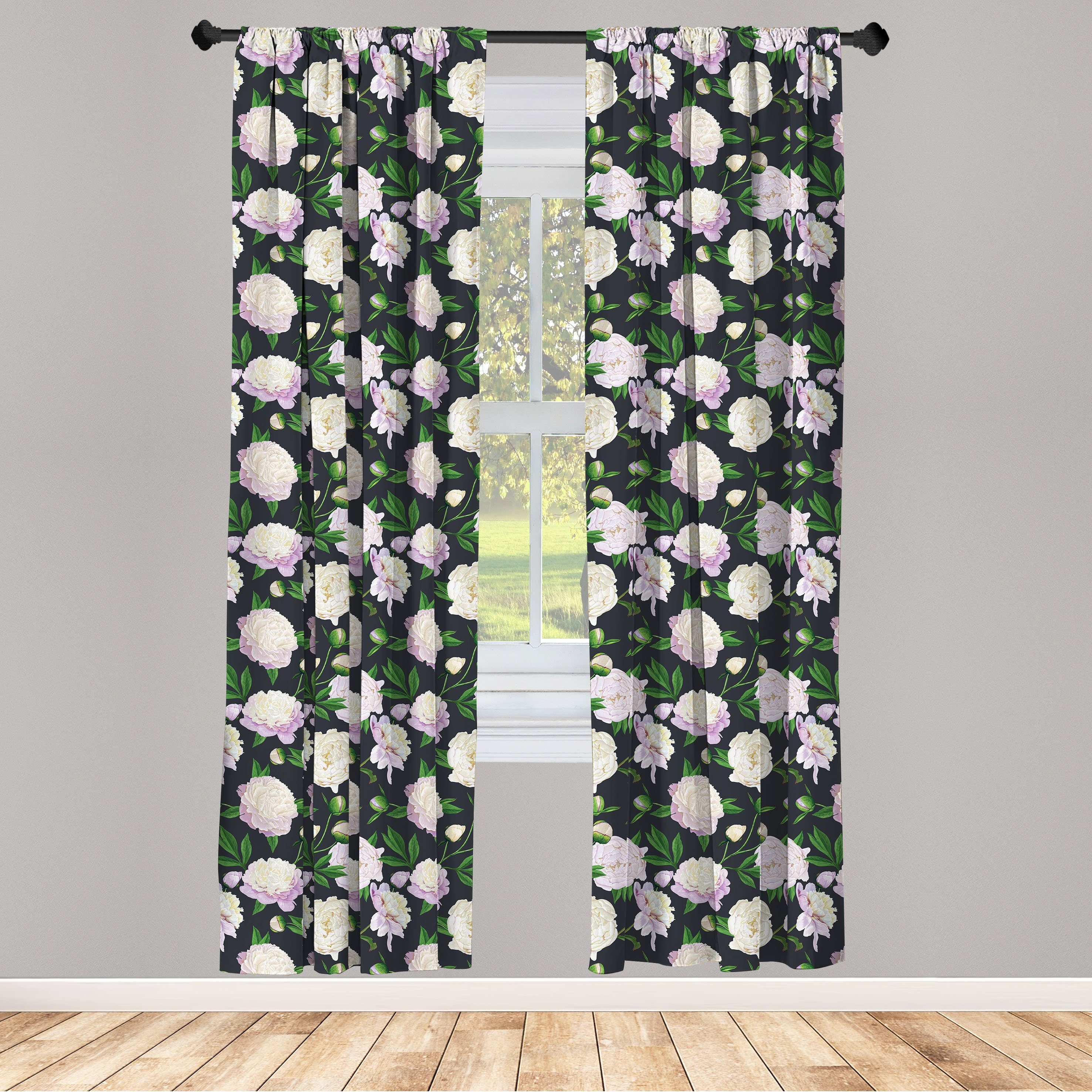 Weinlese-Frühlings-Blüten für Pfingstrosen Gardine Vorhang Dekor, Schlafzimmer Abakuhaus, Wohnzimmer Microfaser,