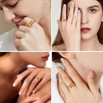 Fivejoy Goldring Damen Premium Ring, Fashion Titanium und Stahl Spike Ring (1-tlg), farbecht mit Schmuckschatulle,kostenloser Versand