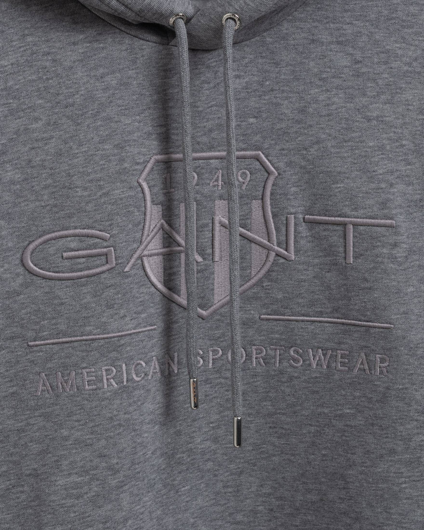 Gant Sweatshirt ARCHIVE Herren grau Hoodie TONAL SHIELD (1-tlg) (13)