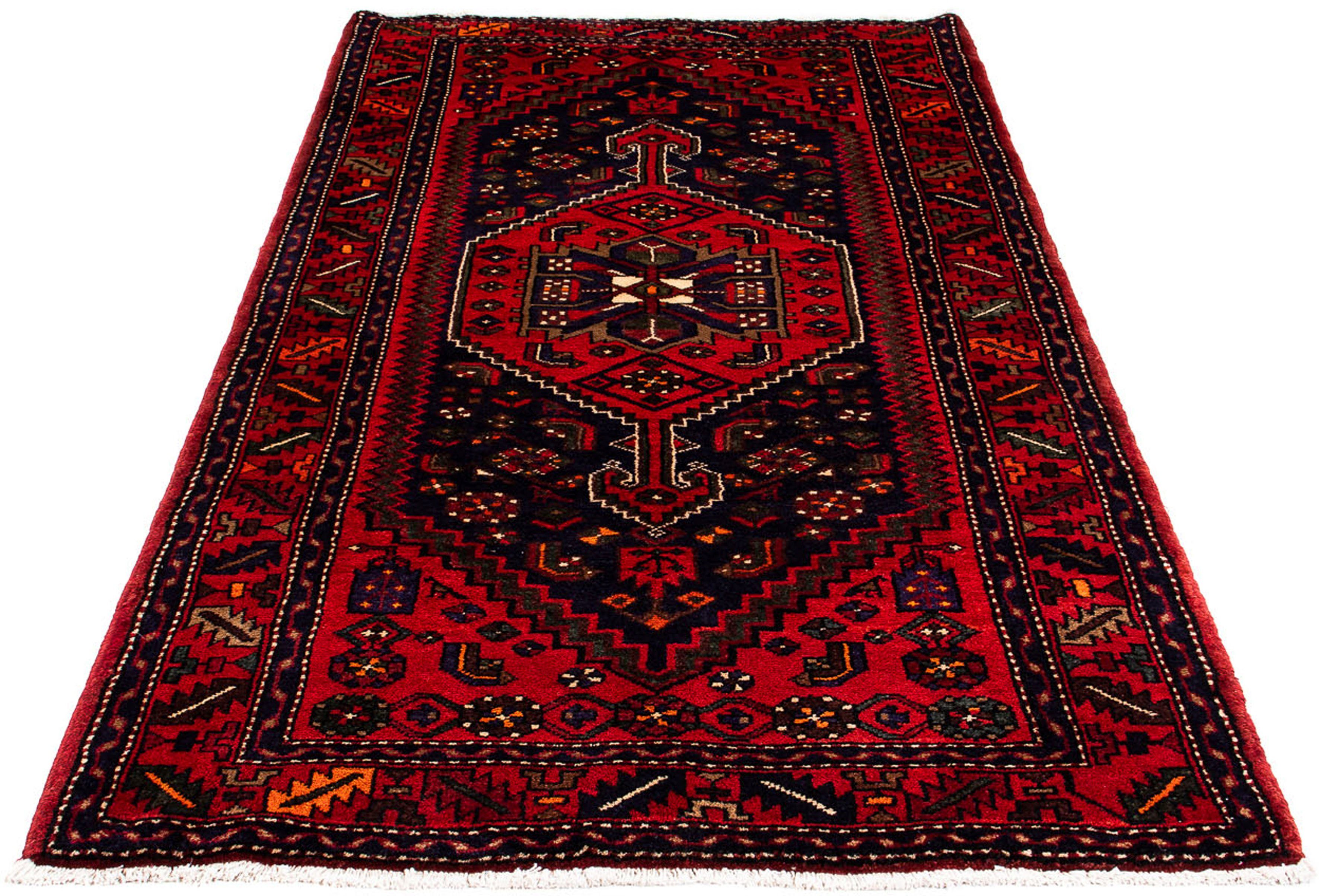 Orientteppich Perser - Nomadic - 229 x 123 cm - dunkelrot, morgenland, rechteckig, Höhe: 10 mm, Wohnzimmer, Handgeknüpft, Einzelstück mit Zertifikat