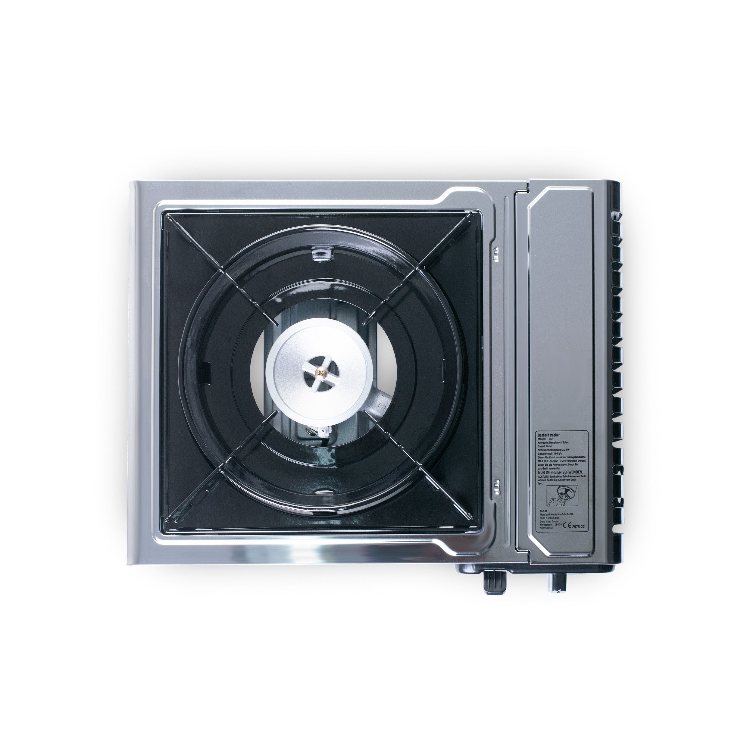 Sparsando Gaskocher Tragbarer Gaskocher + 16x Gaskartuschen für Camping, Outdoor, Reisen, (1x Gaskocher mit 16x Gaskartuschen, 17-St), Abnehmbare Topfhalterung, Windschutz, Temperaturregler