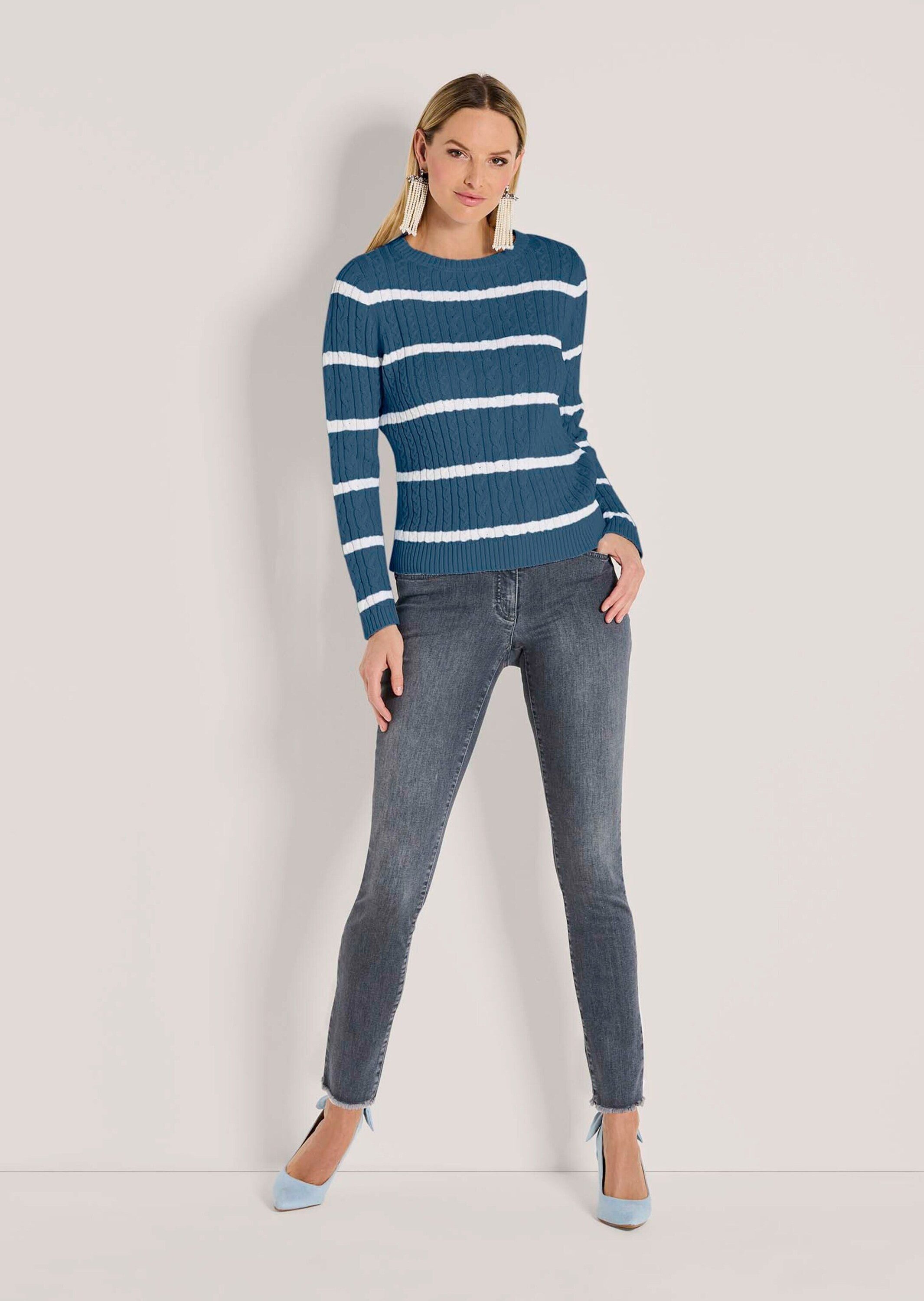 MADELEINE Strickpullover Moderner Baumwollpullover mit Zopfmuster und Ringe günstig online kaufen