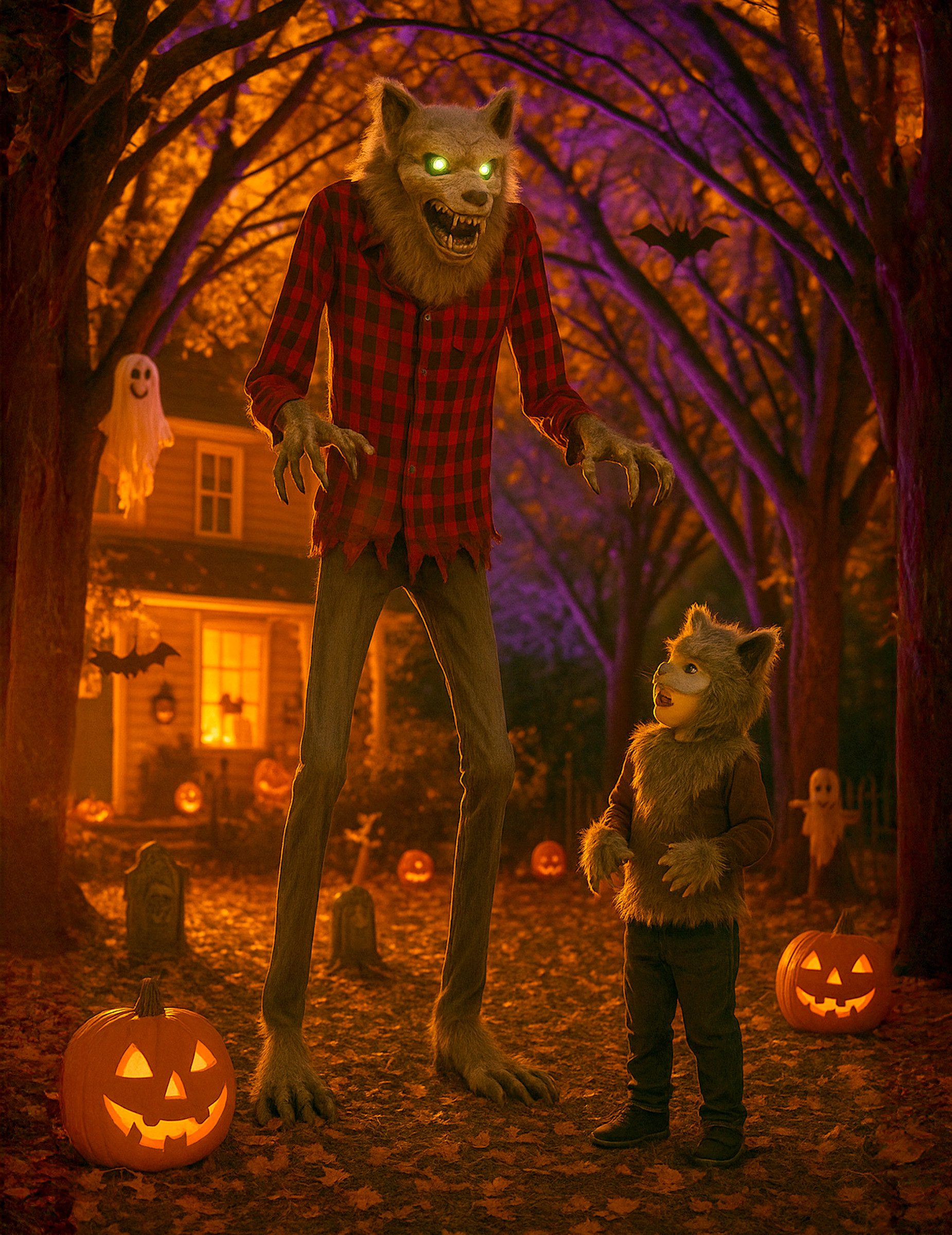 Kostüm Animatronic Bewegliche Deko Werwolf 200 cm