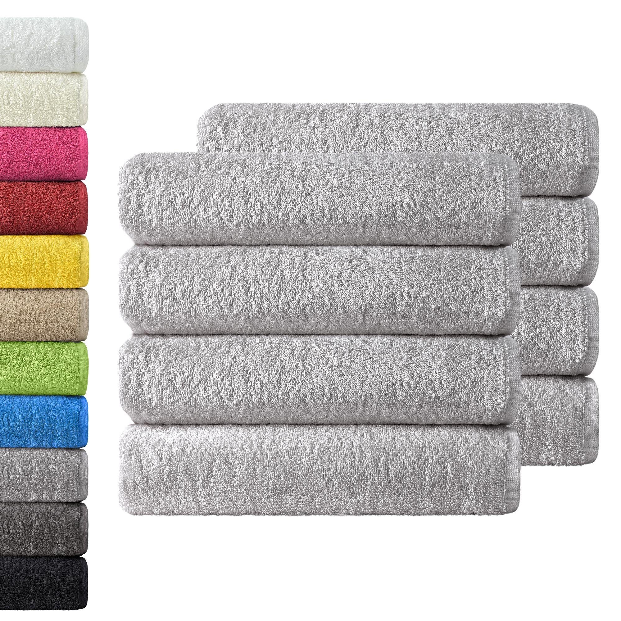 NatureMark Handtücher Handtuch 400gsm 50 X 100 CM (8er-Set), 100% Baumwolle (8-St), 8X Handtücher, 100% Baumwolle, Silber grau, 50 x 100cm
