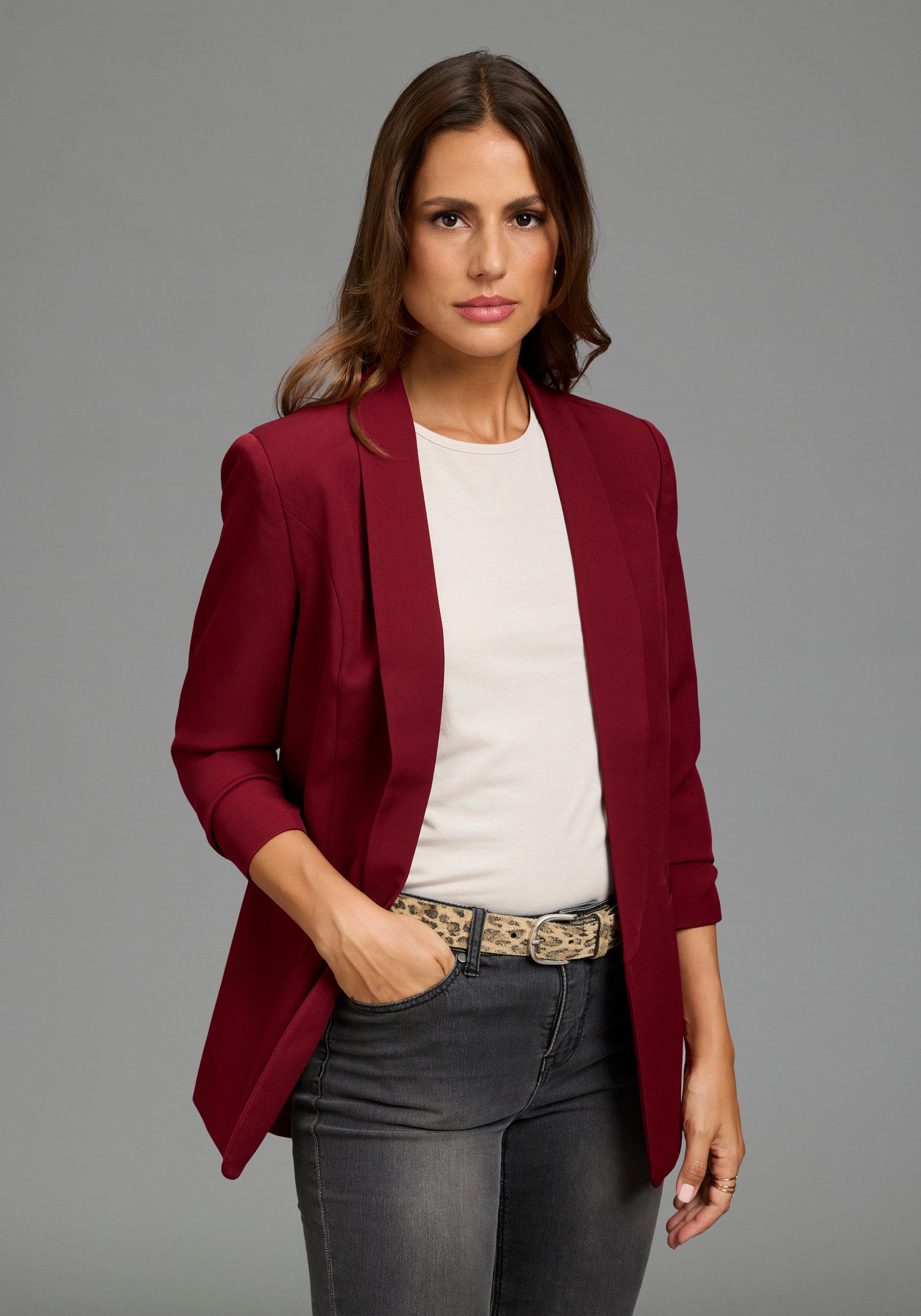 Laura Scott Longblazer mit gerafften Ärmeln. Reduzierter Preis € 64,99. Unverbindliche Preisempfehlung € 79,99, (€ 64,99 pro 1 Stk)
