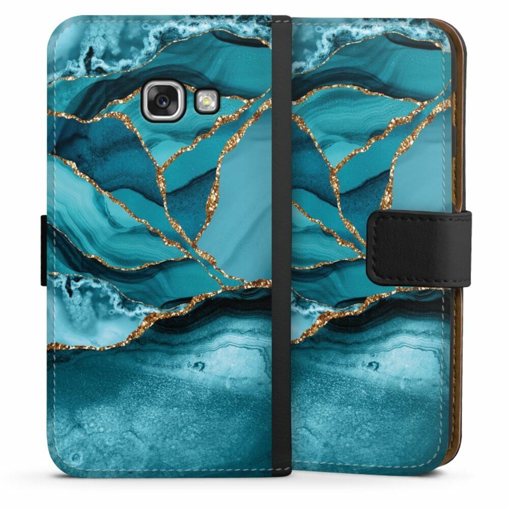 DeinDesign Handyhülle Edelstein Glitzer Look Marmor Eisblaue Marmor  Landschaft, Samsung Galaxy A3 (2017) Hülle Handy Flip Case Wallet Cover