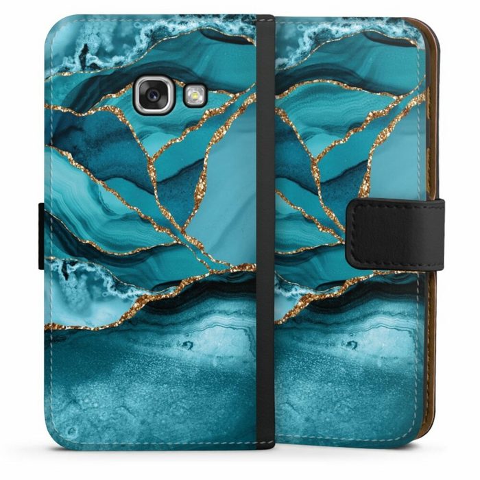 DeinDesign Handyhülle Edelstein Glitzer Look Marmor Eisblaue Marmor Landschaft Samsung Galaxy A3 (2017) Hülle Handy Flip Case Wallet Cover