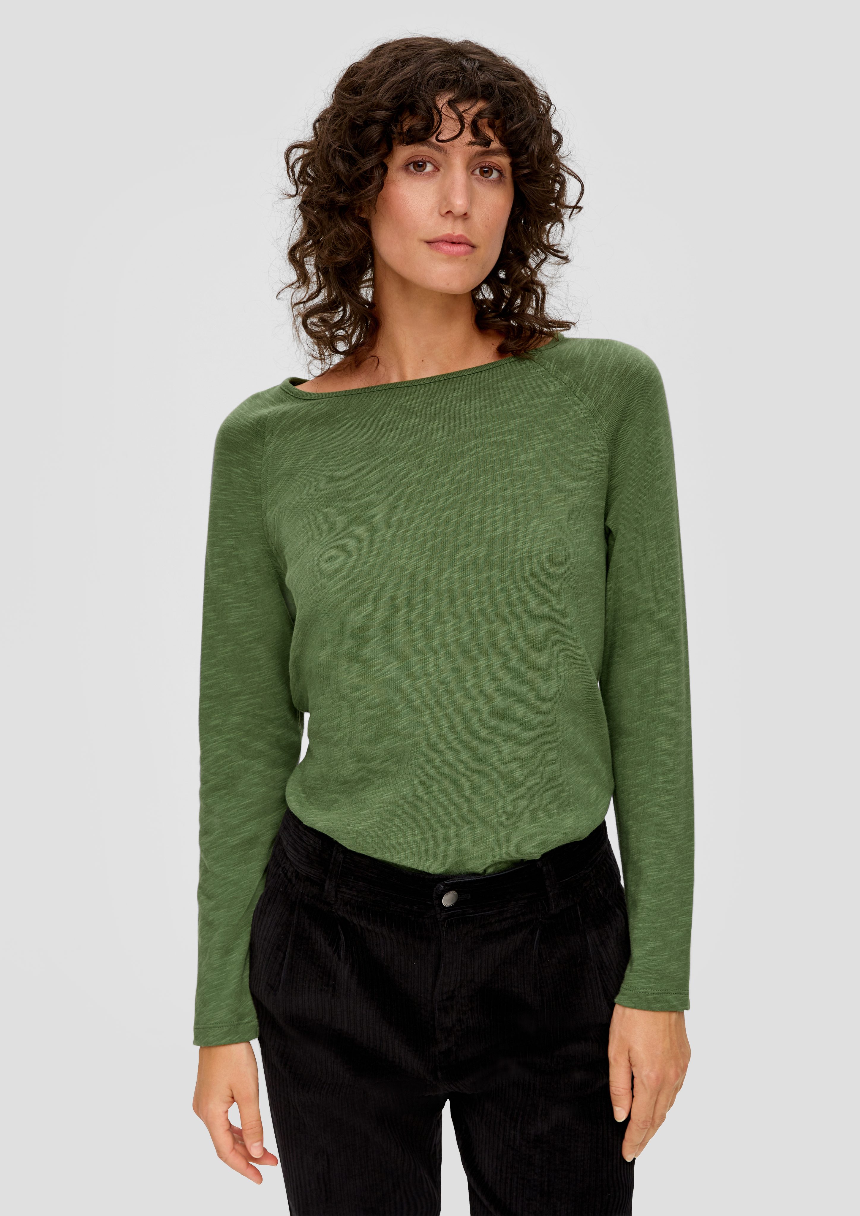 s.Oliver Langarmshirt T-Shirt aus Baumwollmix grün
