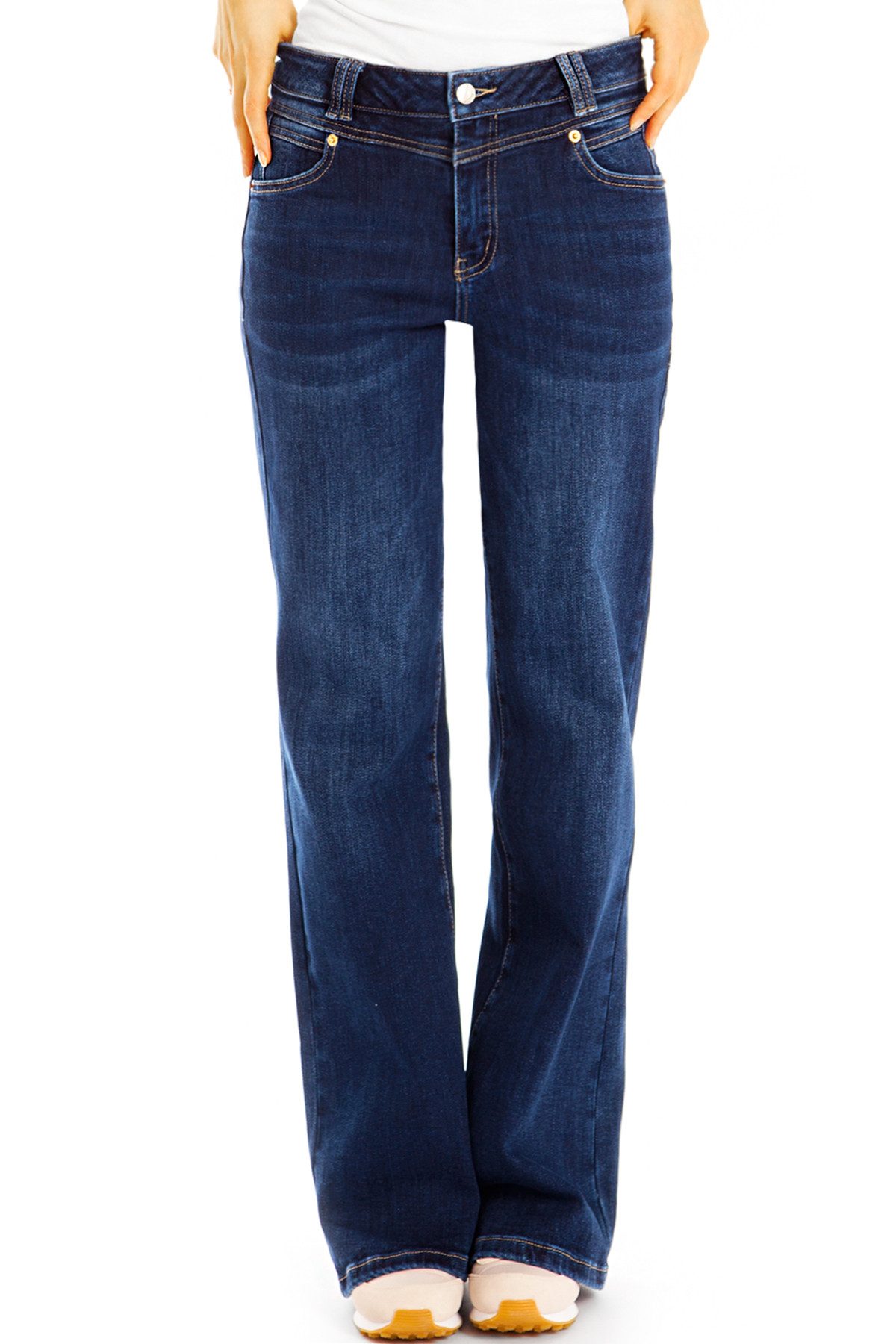 be styled Bootcut-Jeans Normal hohe Bootcut Jeans loose fit Hose bequem - Damen - j23k mit Stretch-Anteil