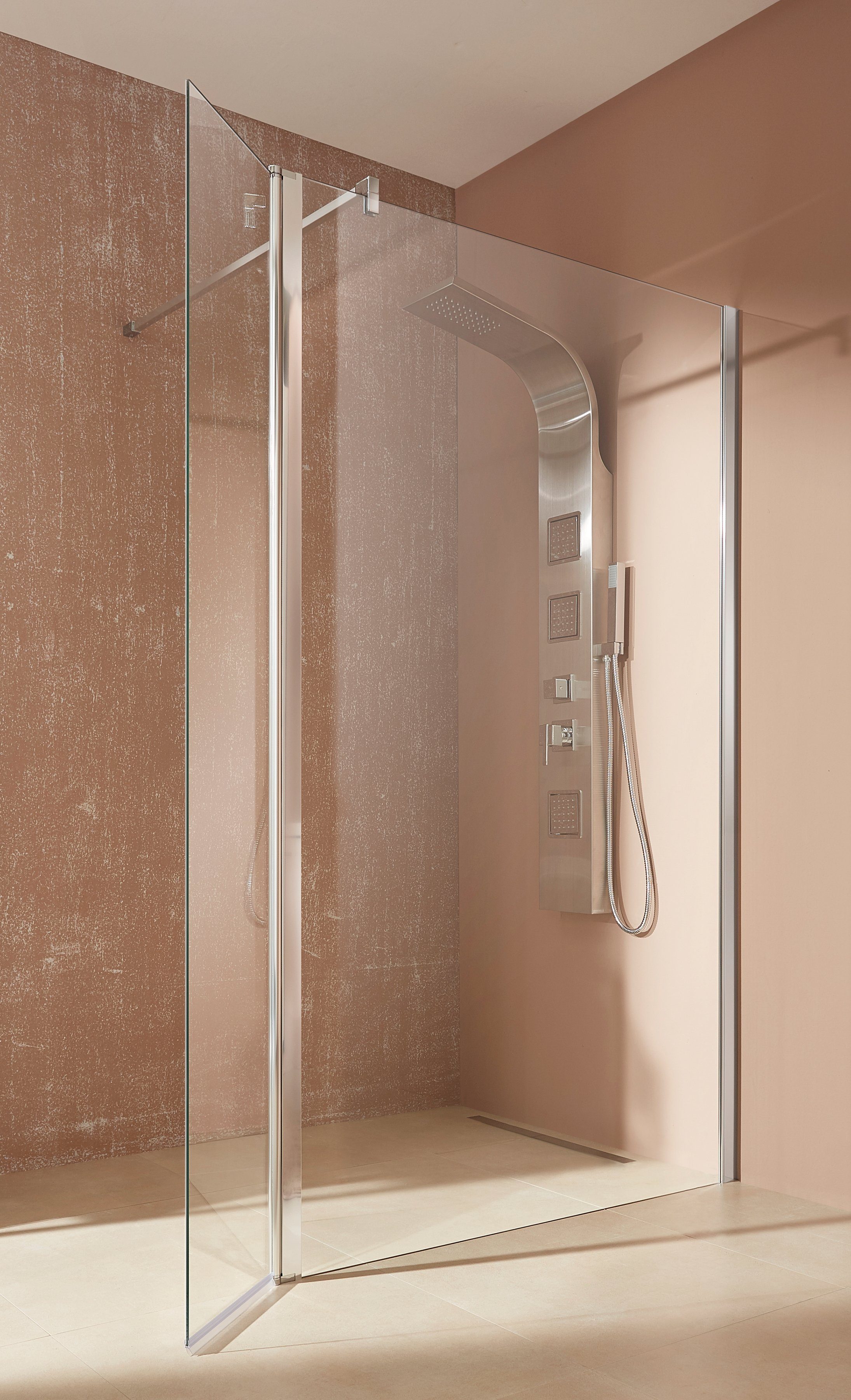 welltime Walk-in-Dusche Mailand, Einscheibensicherheitsglas, in 3 verschiedenen Breiten (90,100, 120cm), 6mm Sicherheitsglas