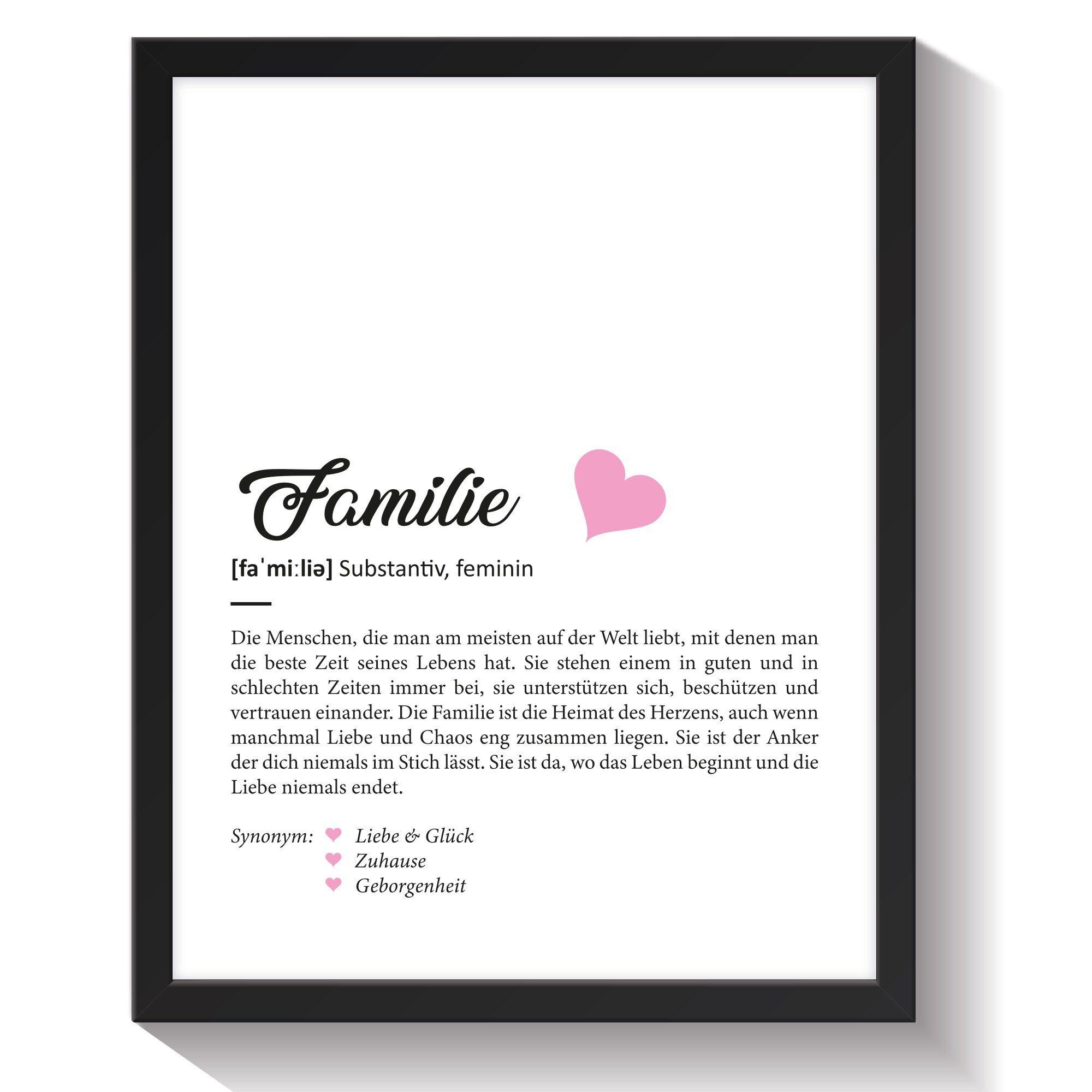 GRAVURZEILE Poster Definition Poster, Kunstdrucke auf DIN A4 Foto-Papier, Familie Geschenk, Liebevolle Worterklärung im Duden-Format - Ohne Rahmen