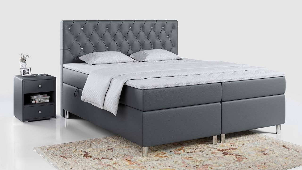 MKS und Multipocket-Matratze mit mit Bettkasten, Doppelbett Topper MÖBEL Boxspringbett ROMA,