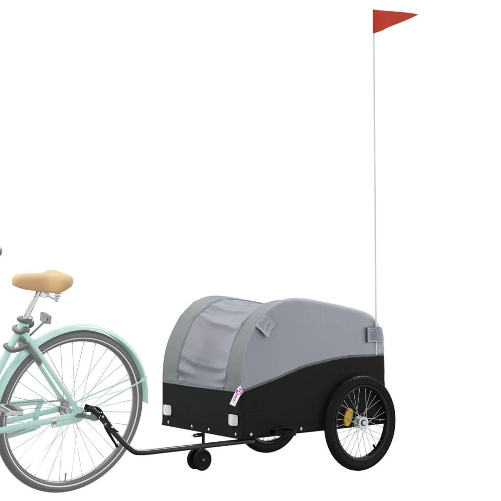 vidaXL Fahrradlastenanhänger Fahrradanhänger Schwarz und Grau 45 kg Eisen