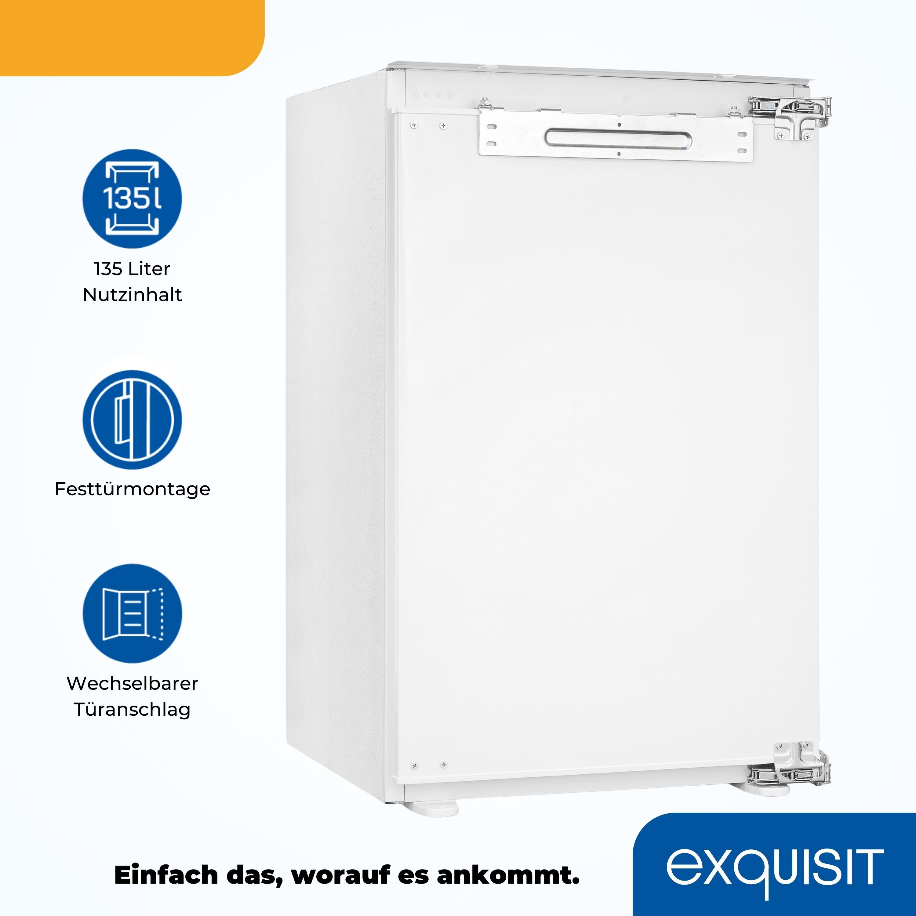 exquisit Einbaukühlschrank EKS5131-V-FE-90E, 87.8 cm hoch, 55 cm breit, LED-Beleuchtung, Elektronische Temperaturregelung, Festtürmontage