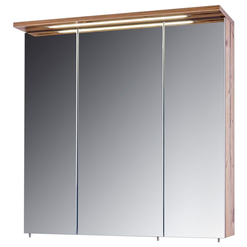 Lomadox Spiegelschrank TOULOUSE-04 Badezimmer mit LED in silberfichte Nb. BxHxT ca. 70,5×72,5×23,7 cm