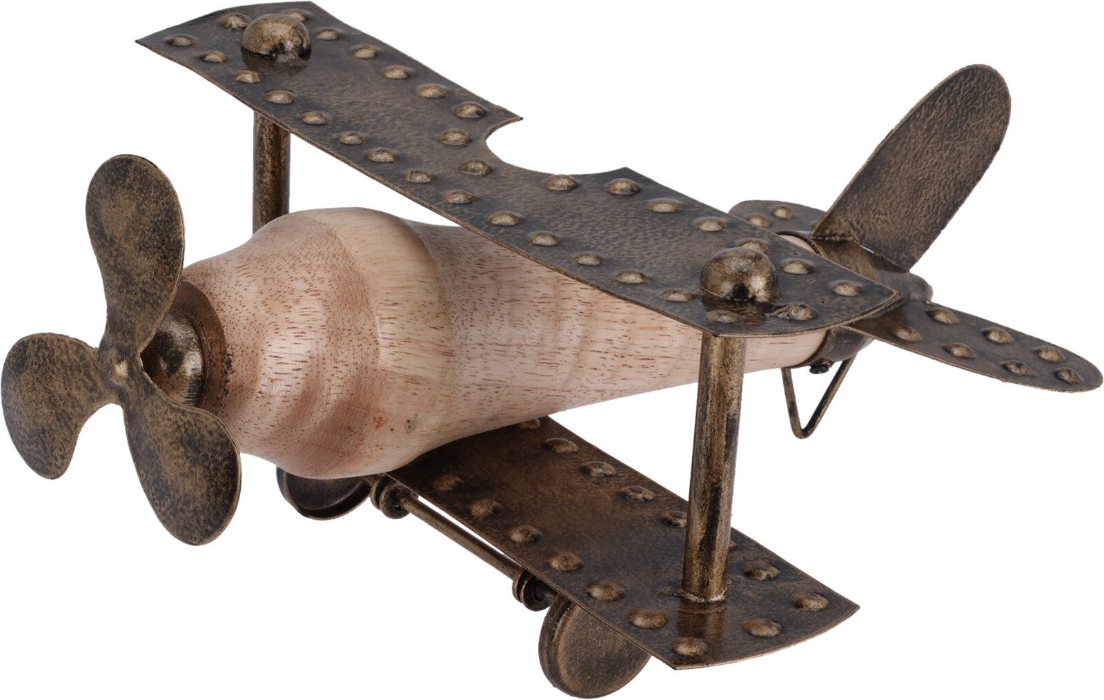 Koopman Dekofigur Holzflugzeug 27 cm Braun Metall Holz Tischdeko (1 St), Fl günstig online kaufen