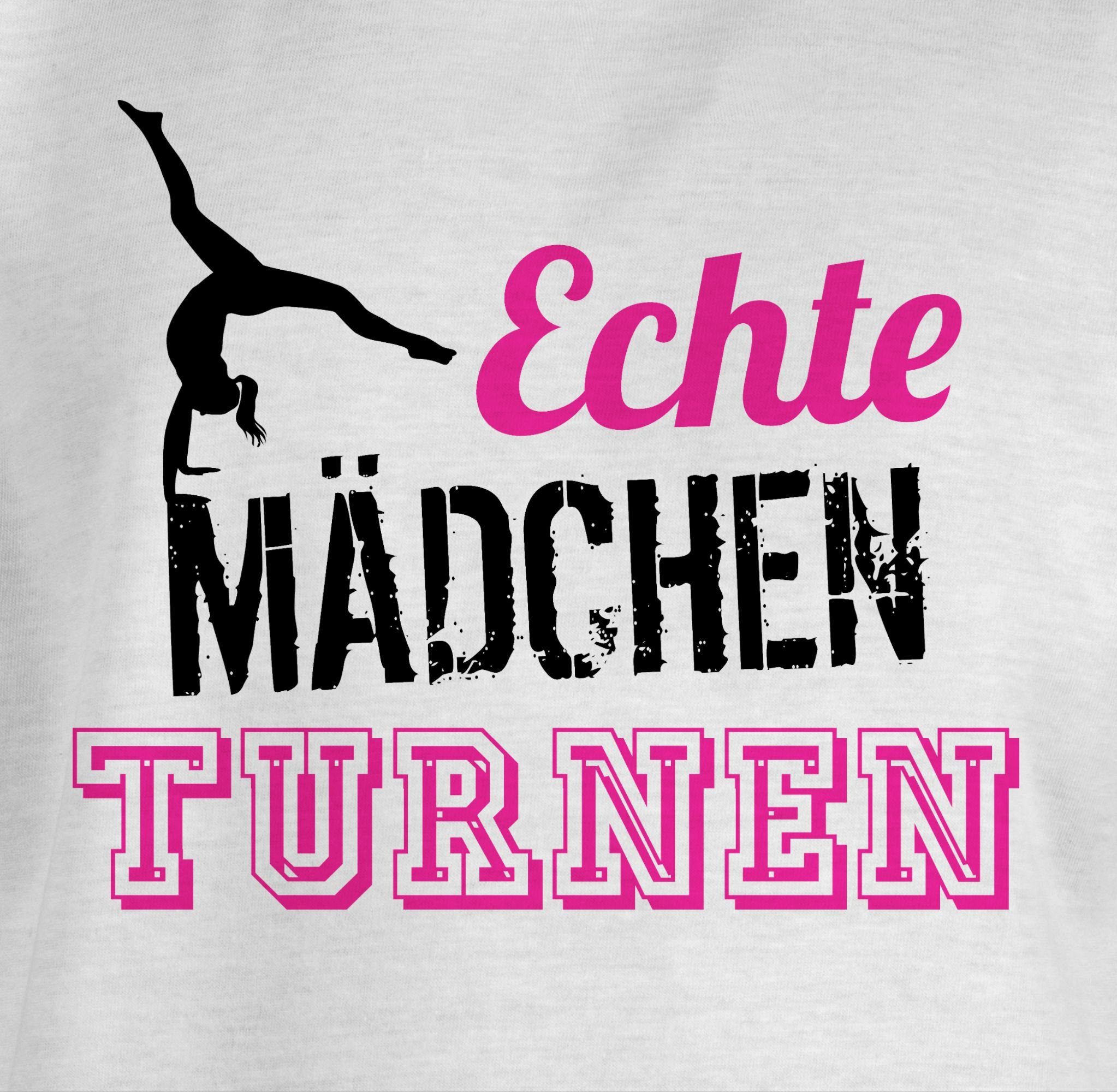 Shirtracer T-Shirt Echte Mädchen turnen fuchsia - schwarz Kinder Sport Kleidung