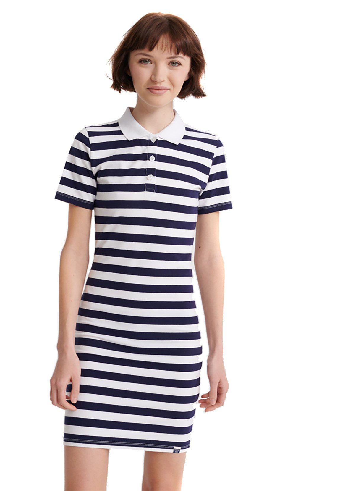 Superdry Sommerkleid Superdry Kleid Damen TILLY BODYCON RUGBY DRESS Navy Stripe | Sommerkleider
