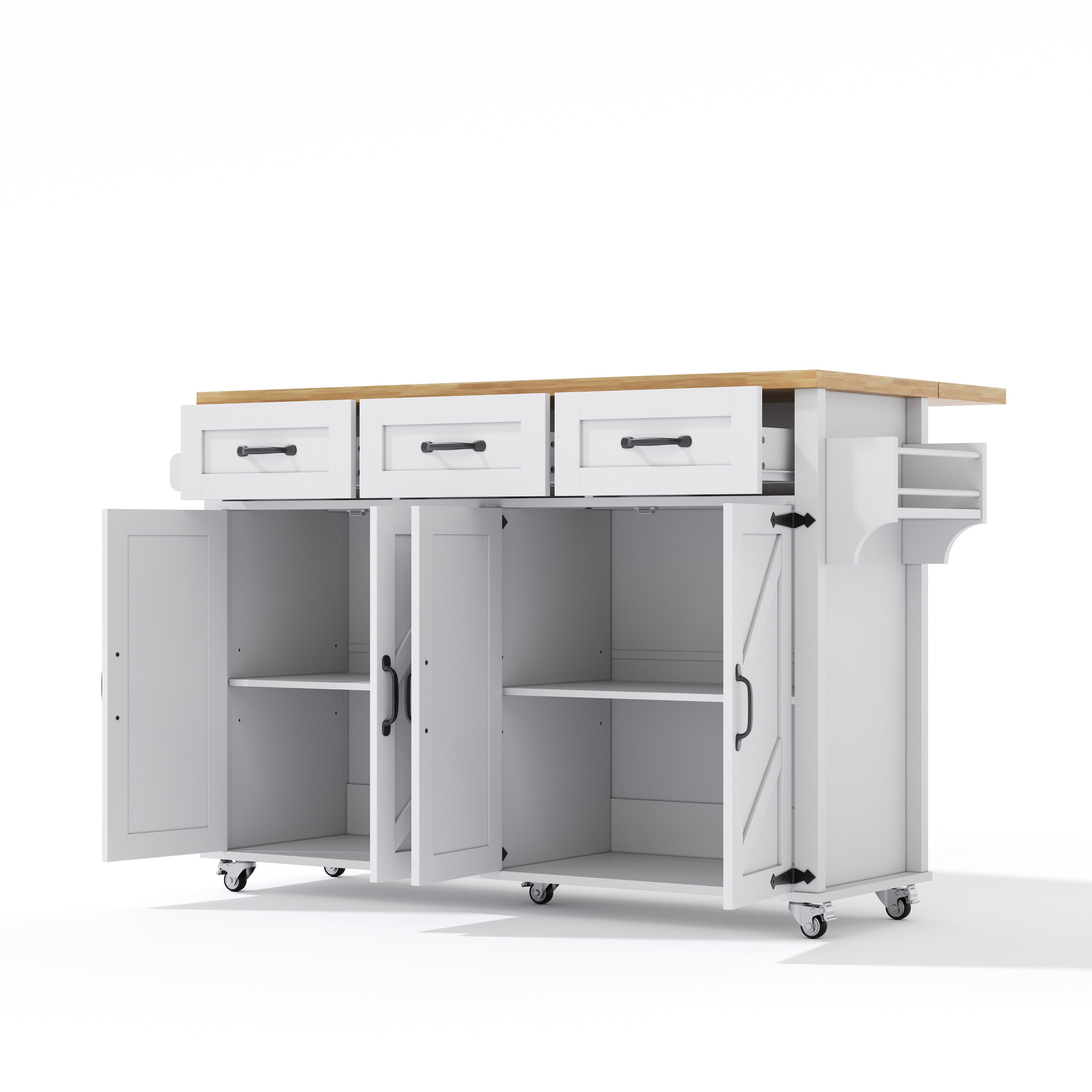 Flieks Küchenwagen mit erweiterbarer Arbeitsplatte, Rollen und verstellbarer Ablagen, (1 St), Kücheninsel Buffetschrank Servierwagen mit Schubladen in Scheunens – Bild 5 von 5