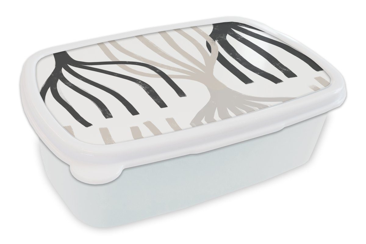 MuchoWow Lunchbox Linie - Pastell - Abstrakt - Muster, Kunststoff, (2-tlg), Brotbox für Kinder und Erwachsene, Brotdose, für Jungs und Mädchen weiß