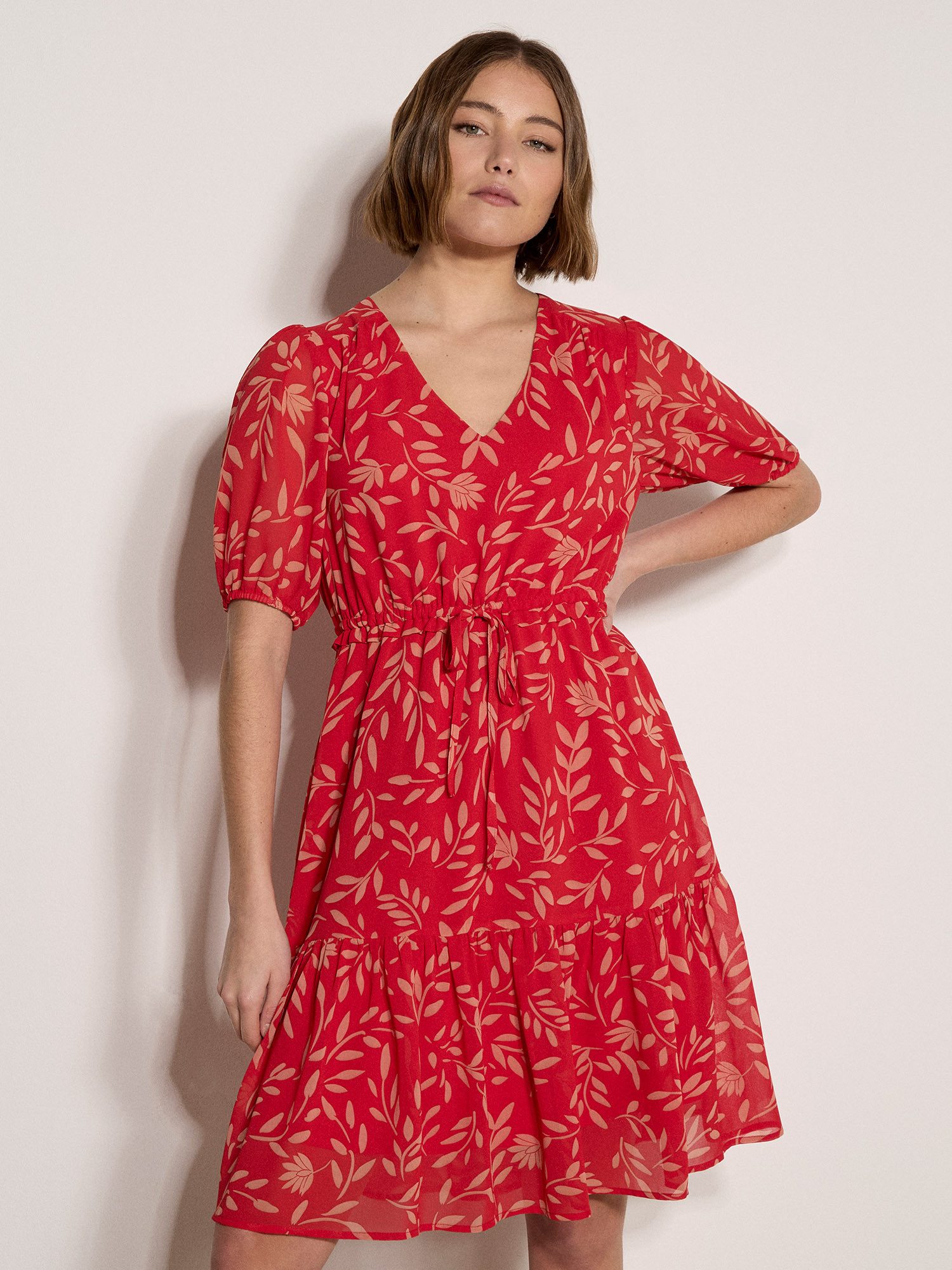 Apricot Minikleid Silhouette Leaf Mini-Kleid mit Kordelzug