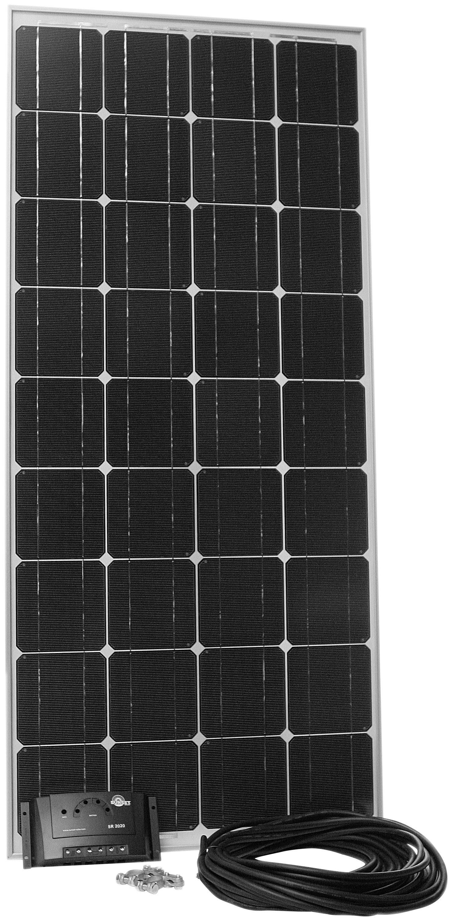 Stromset Monokristallin, V, (Set), 140, 12 Reisemobil für AS W, Watt, 140 Sunset oder 140 Gartenhäuser Solarmodul