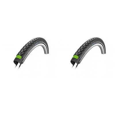 Schwalbe Fahrradreifen 2 x Reifen Schwalbe Marathon HS420 28x1 1/8" 28-622 sw-TwinSkin Refl.GG EC E-25, mit Reflexstreifen