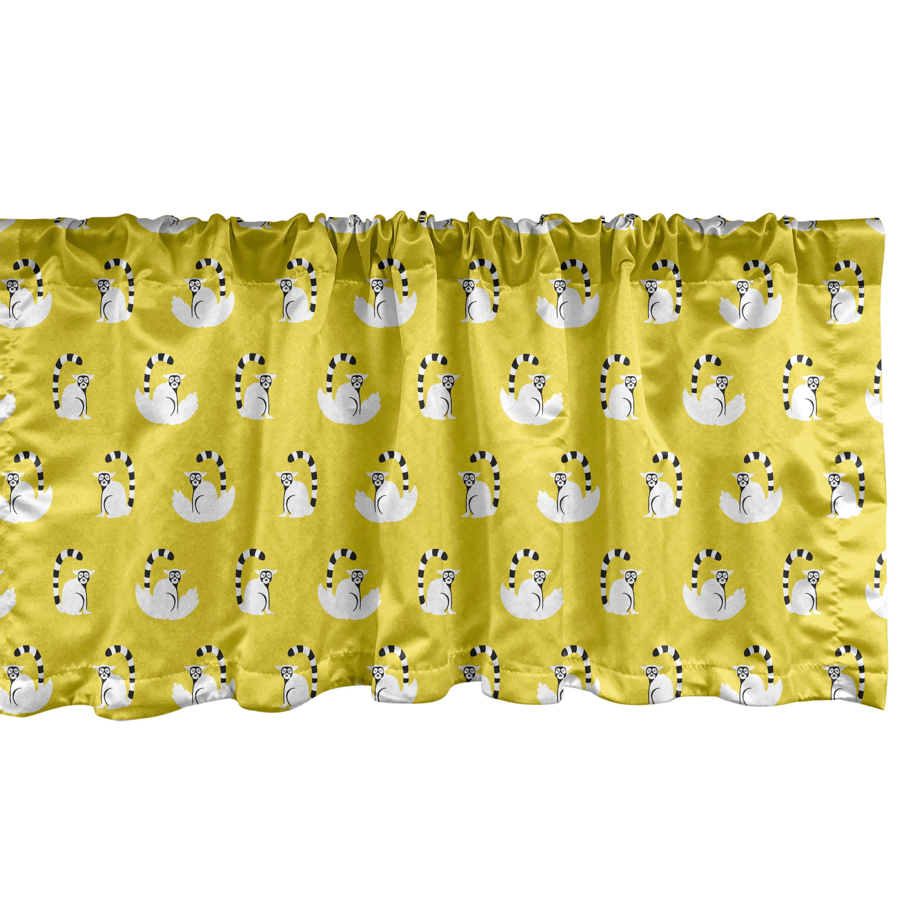 Scheibengardine Vorhang Volant für Küche Schlafzimmer Dekor mit Stangentasche, Abakuhaus, Microfaser, Tier Karikatur-lustige Lemuren Muster