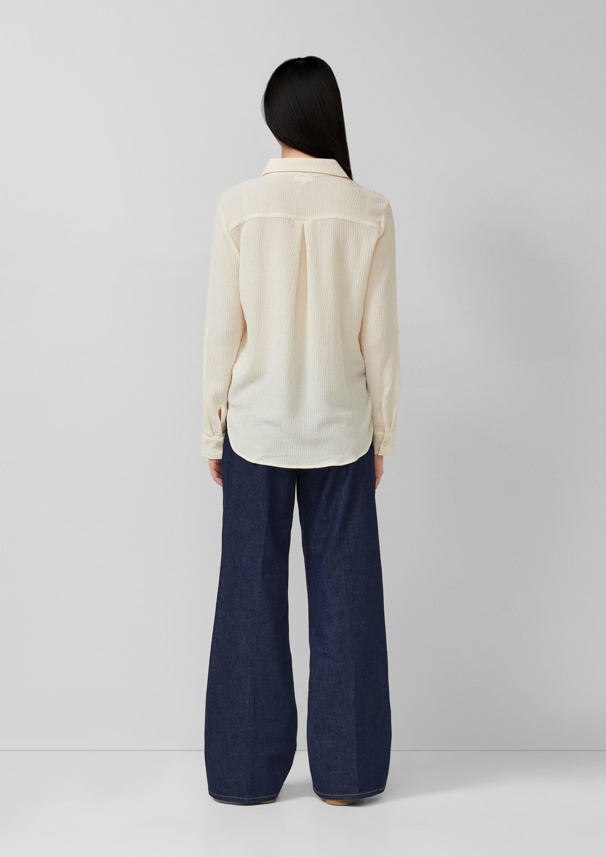 s.Oliver Langarmbluse Bluse Strukturierte Hemdbluse mit Turn-up