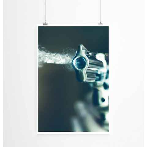 Sinus Art Poster Künstlerische Fotografie  Pistole mit fliegender Kugel 60x90cm Poster