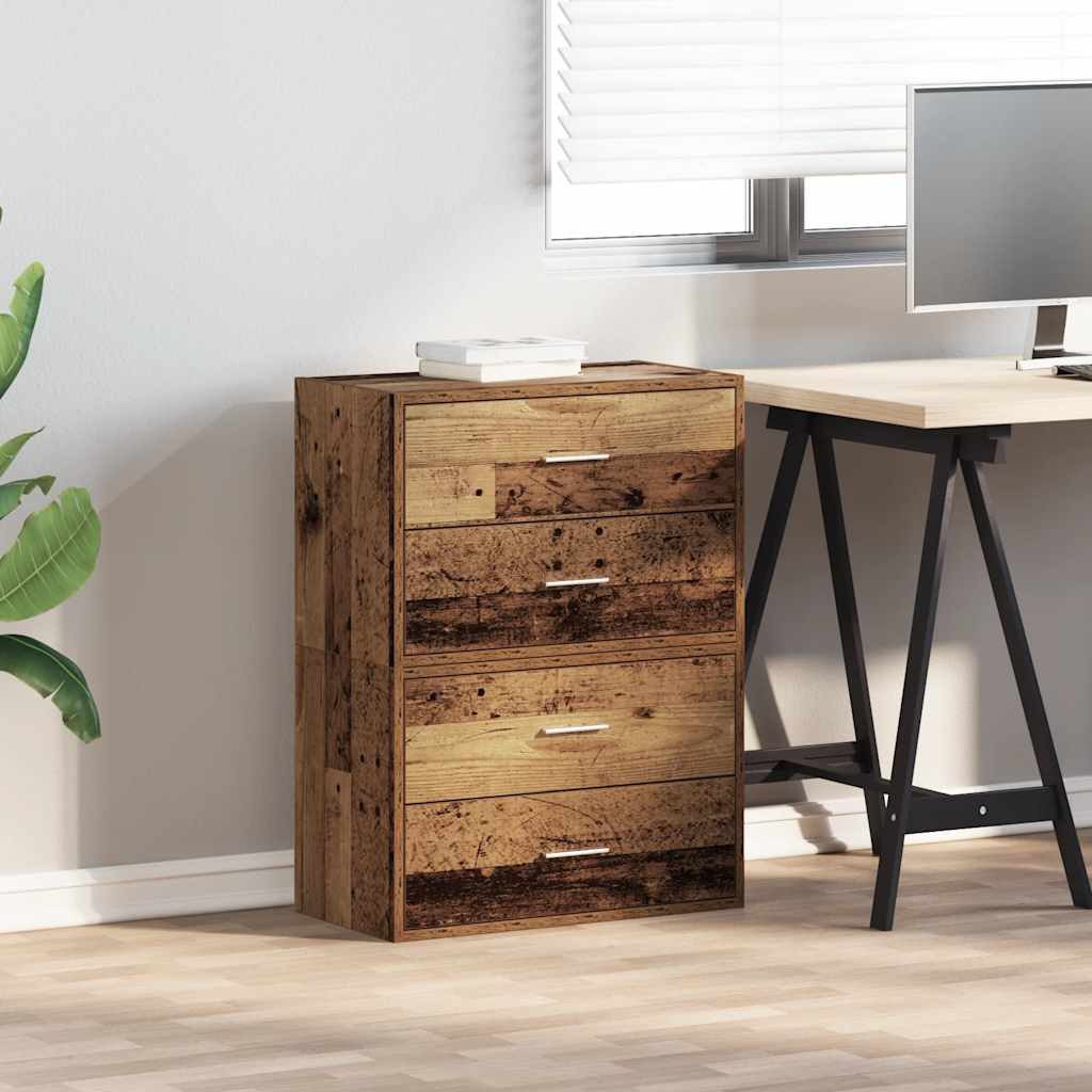 vidaXL Kommode NA Kommode Schränke mit 2 Schubladen 2Stk Altholz-Optik 60x31x40cm