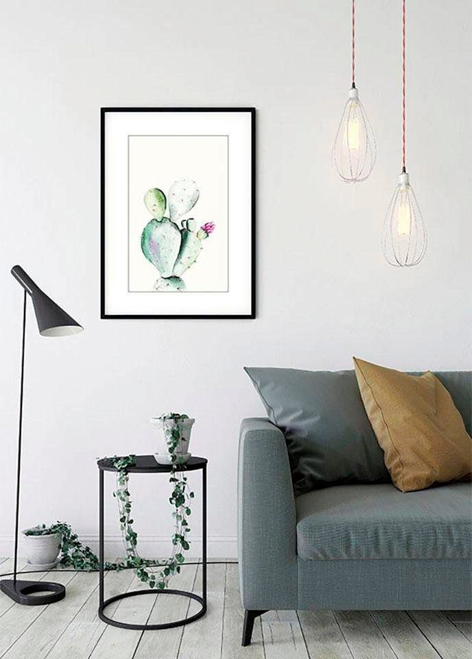Komar Poster Prickly Pear Watercolor, Schlafzimmer, St), Wohnzimmer Pflanzen Blätter, (1 Kinderzimmer